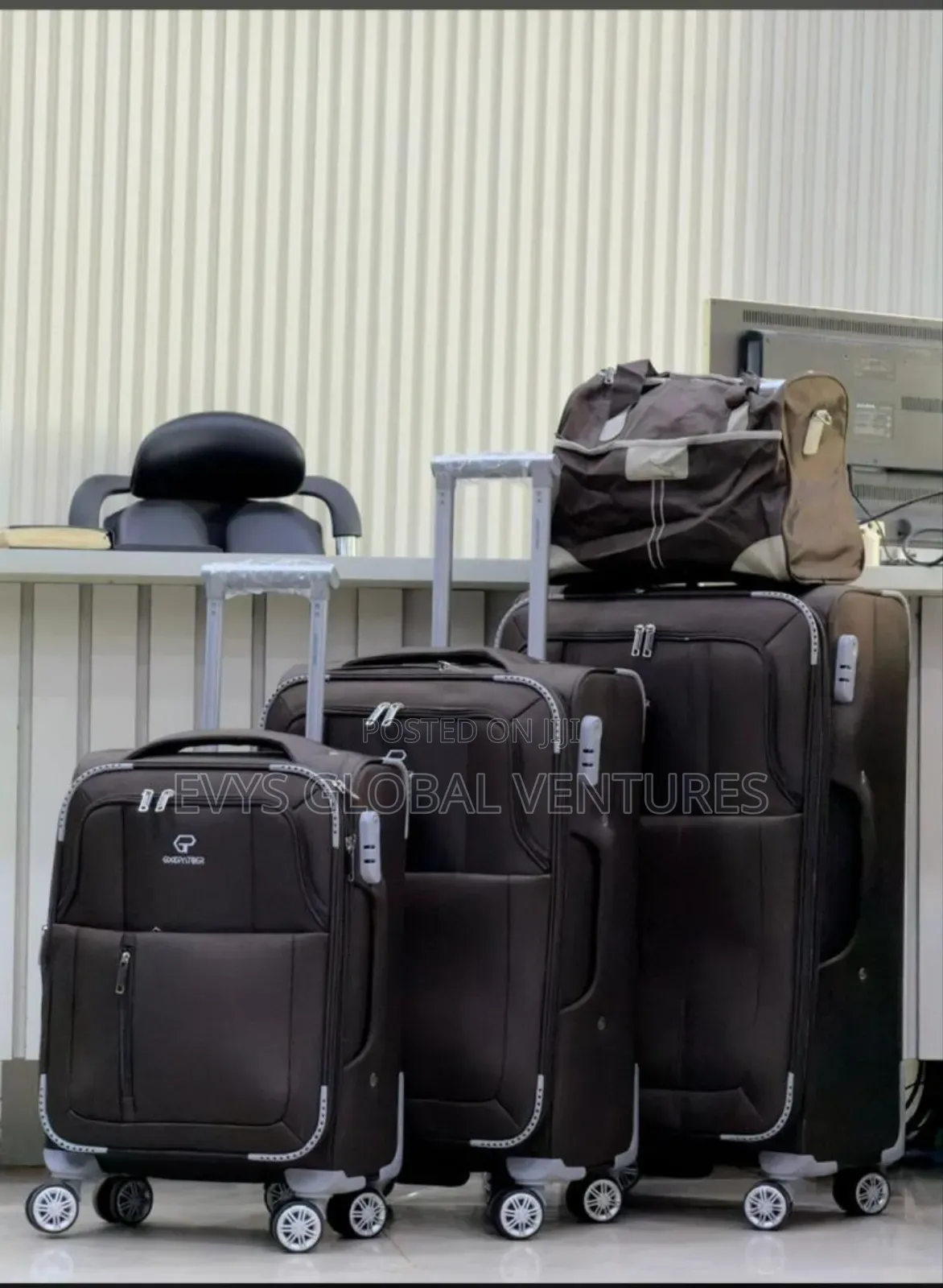 Trolley Travelling Leather Boxes - Set of 4.