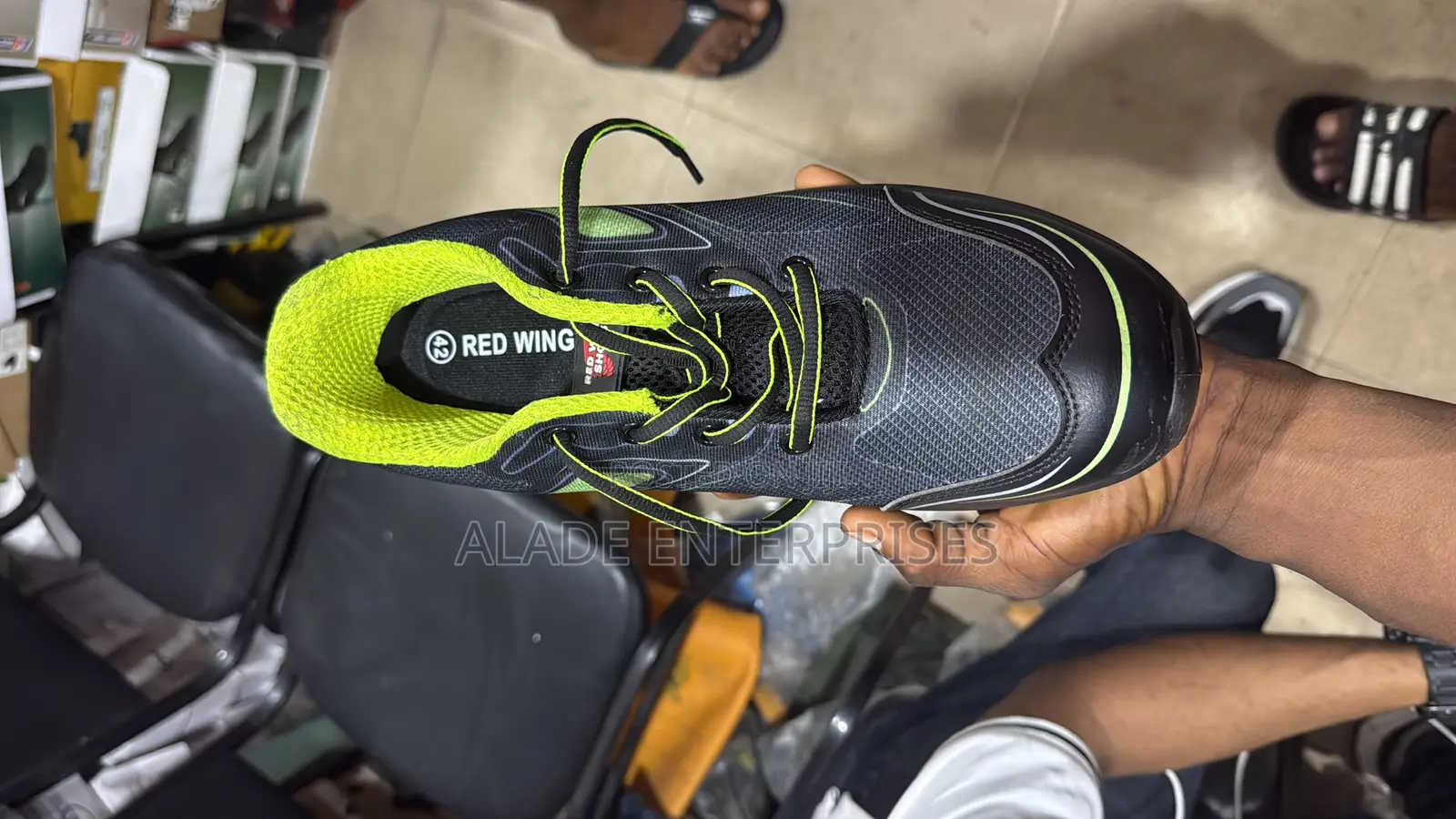Redwings Safety Shoes/Boot Black And Lemon