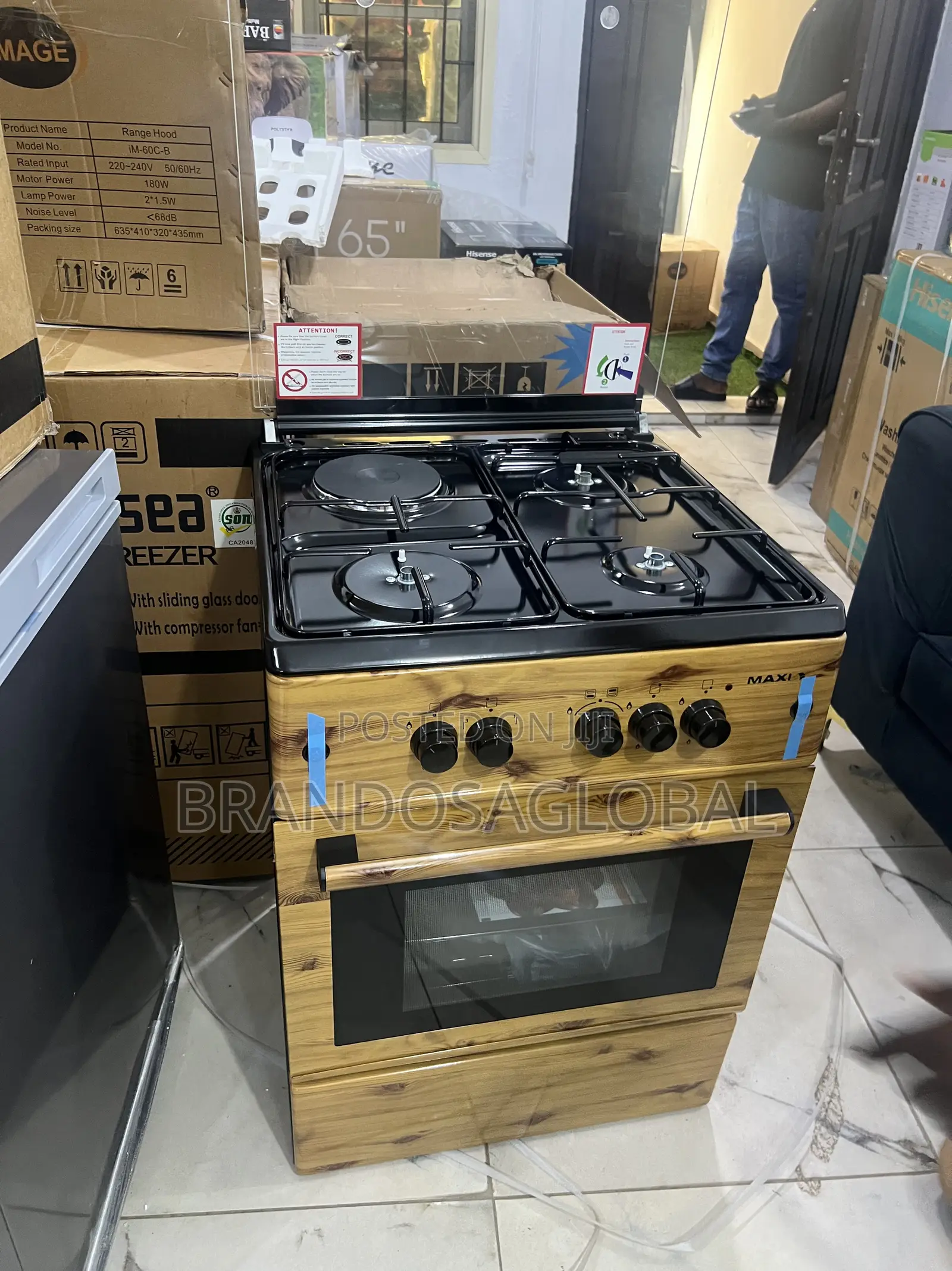 Maxi Gas Cooker 60x60 Cm (3+1) Burners Igl Wood