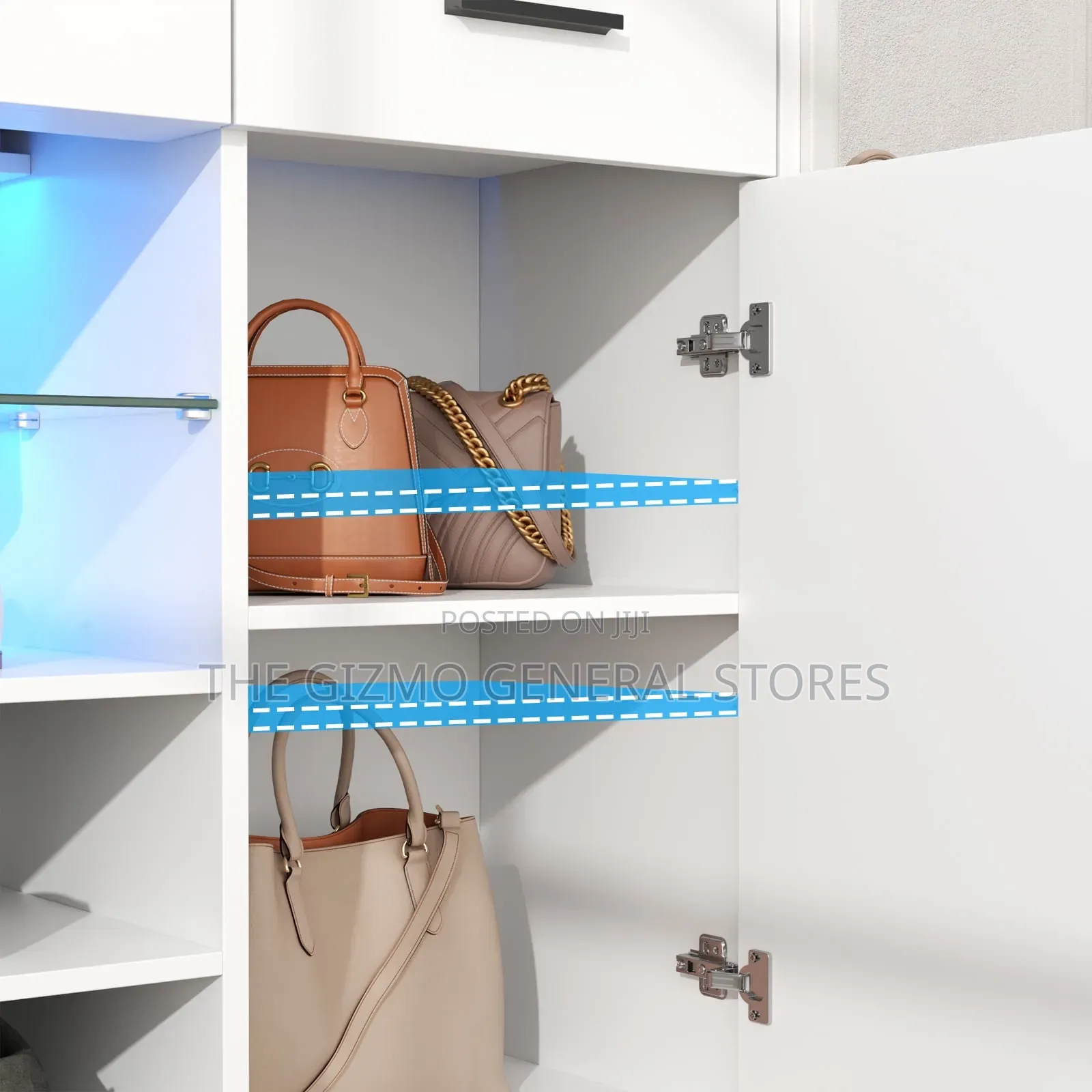 Modern Glass Top Shoe Cabinet With Charging Led Light