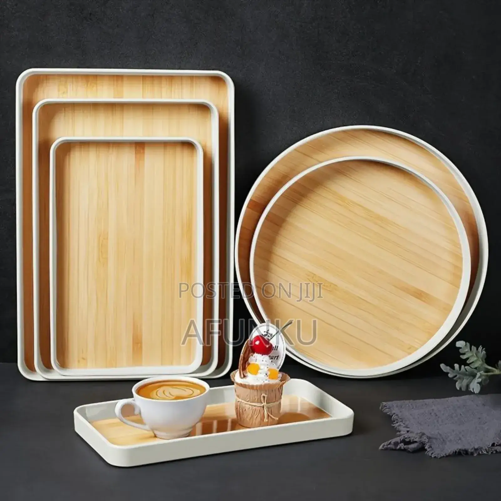 Imitation Wooden Tray Carrie Set
