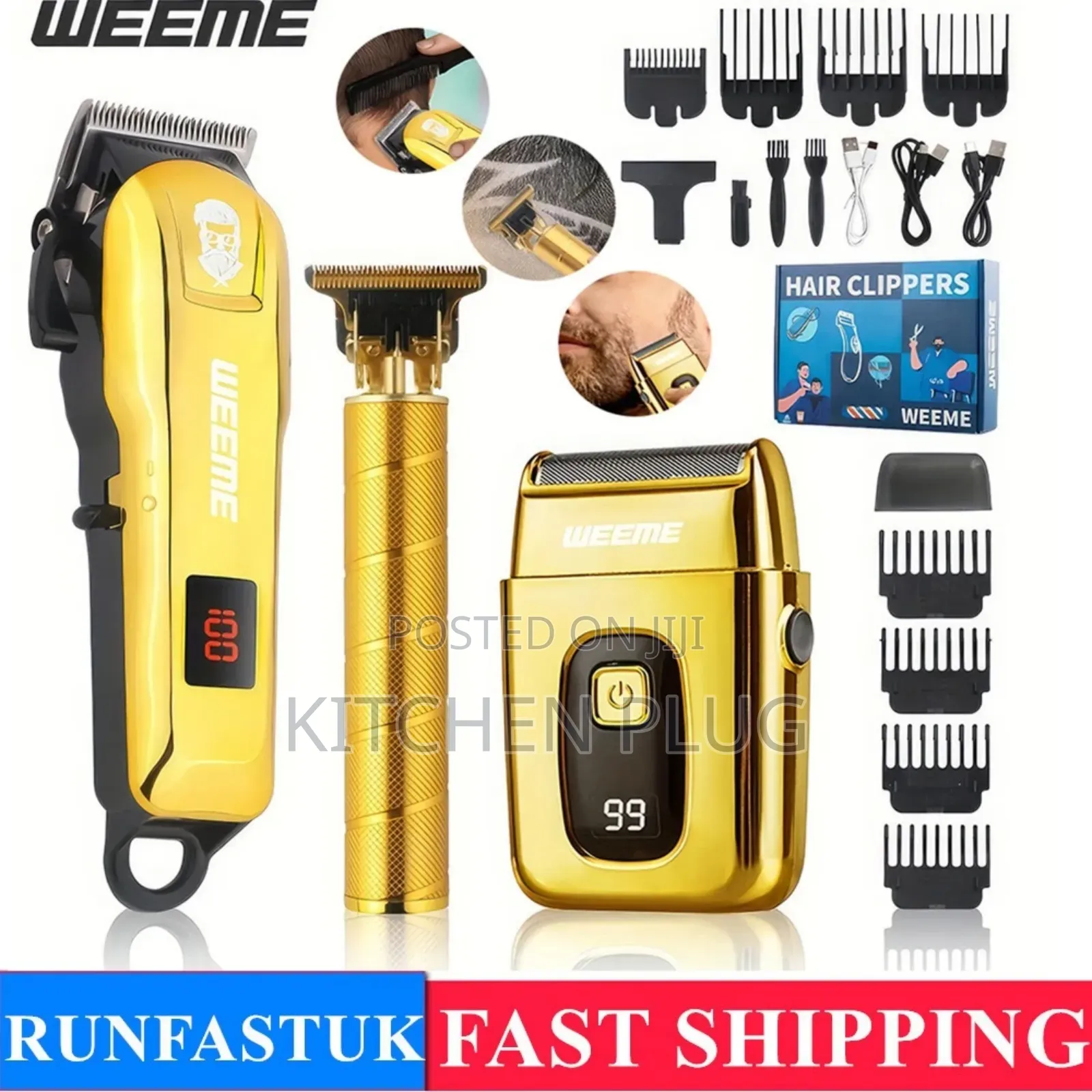 Professional 3-in-1 Hair Clipper and Trimmer Set.