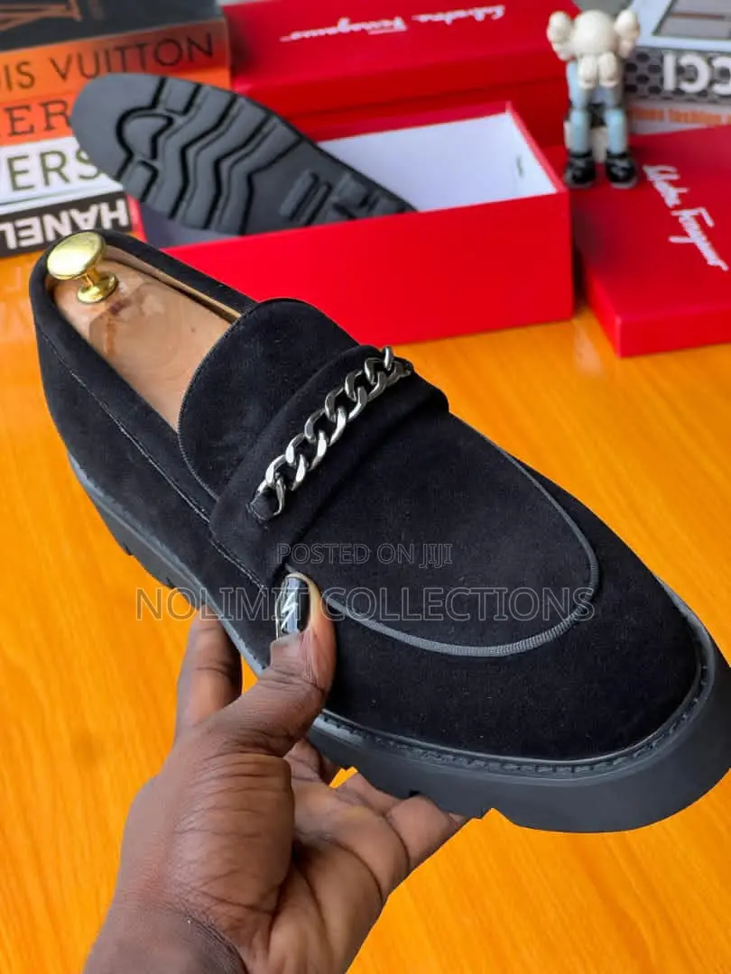 Black Suede Ferragamo Loafers
