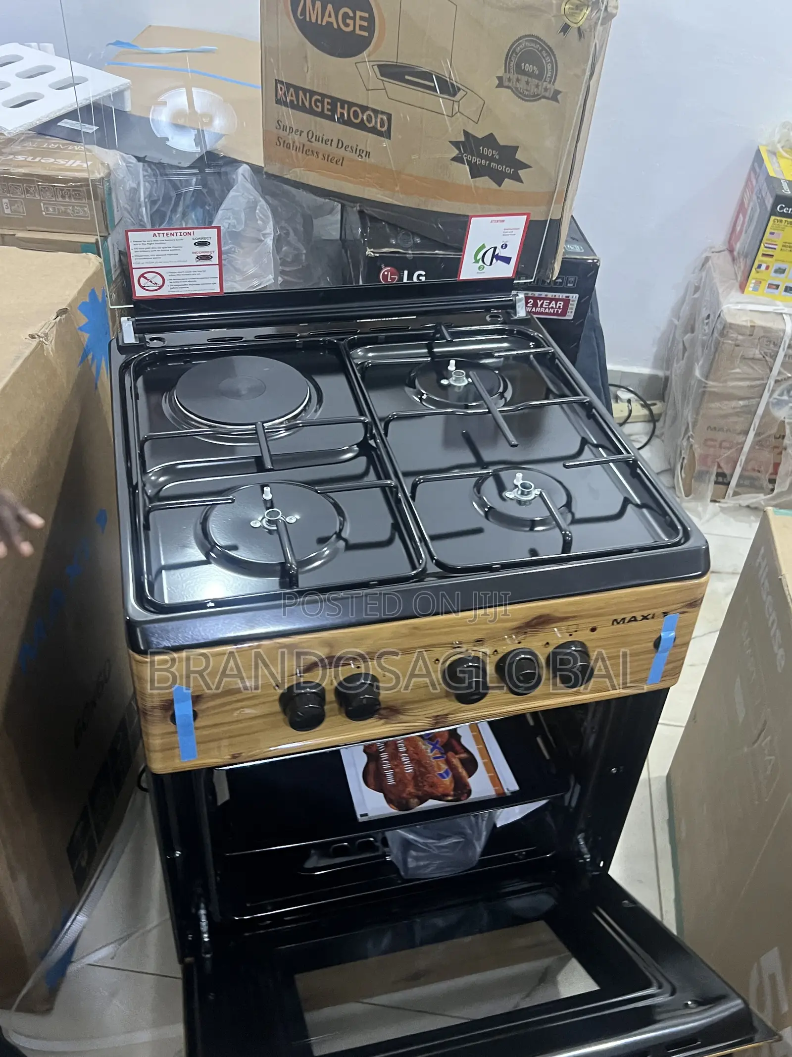 Maxi F6b31g2 Standing Cooker With Oven Thermostat-3 Burners 1 Electric