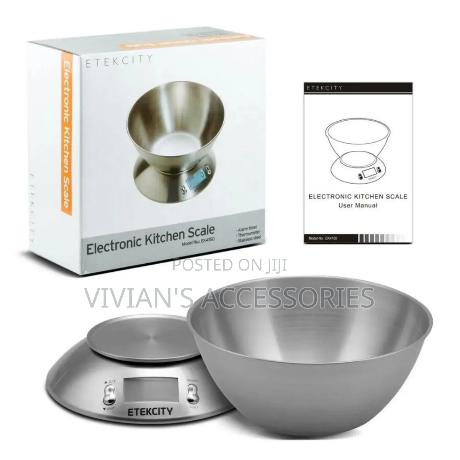 Stainless Steel Digital Kitchen Scale With Removable Bowl