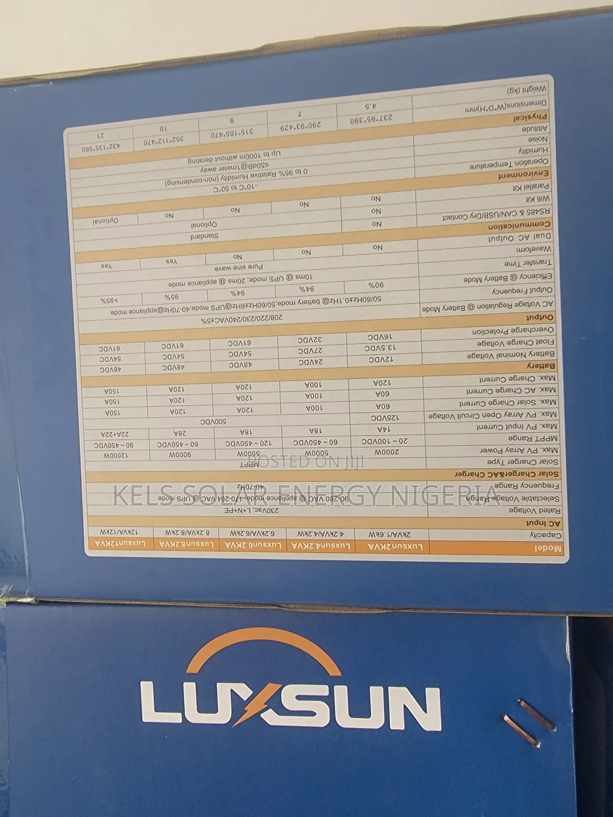 Hybrid Solar Inverter Luxsun 8.2kva 48v