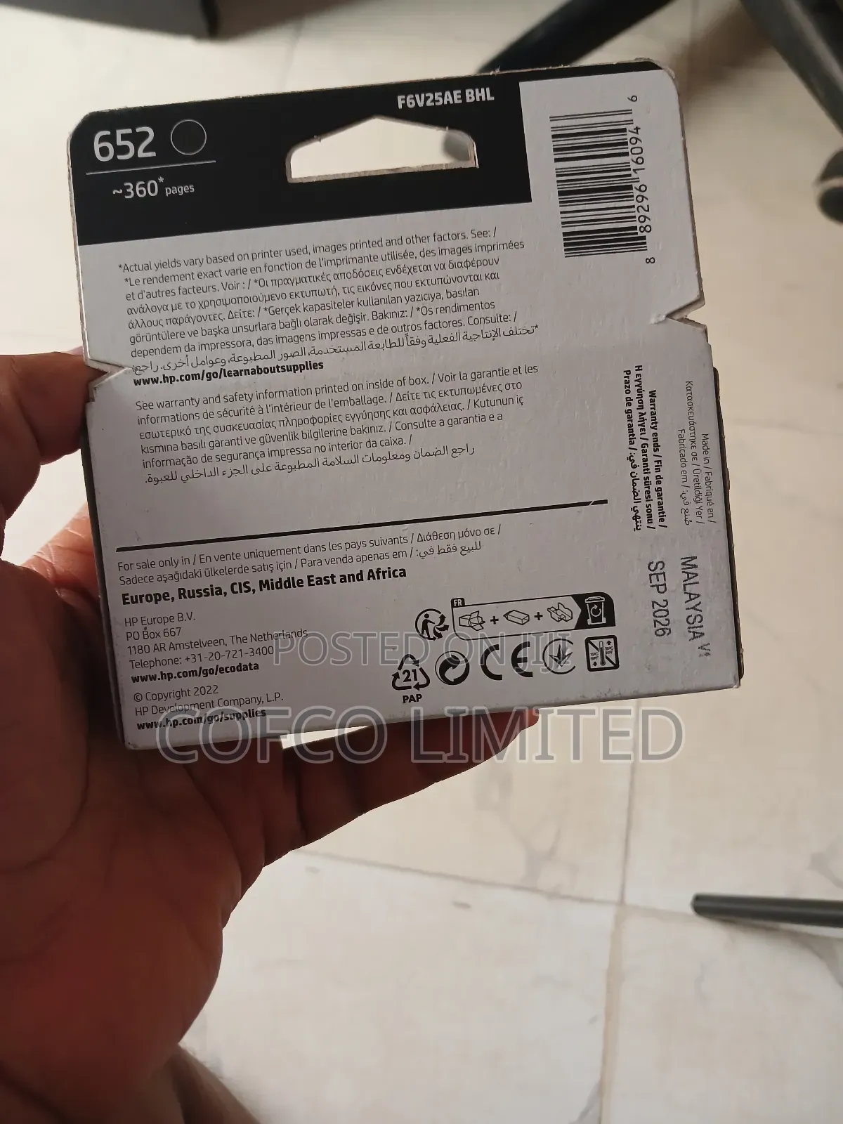 Hp 652 Black Original Ink Advantage Cartridge