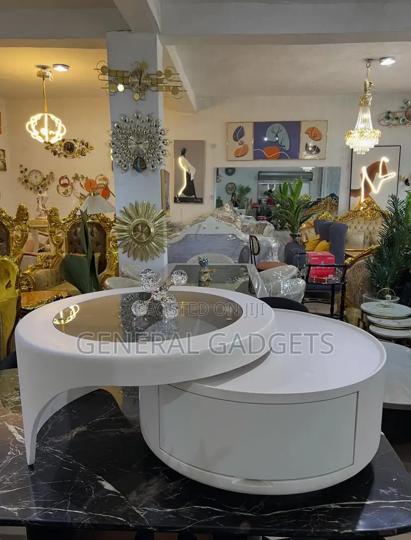 Adjustable Wooden Center Table With Glass Top