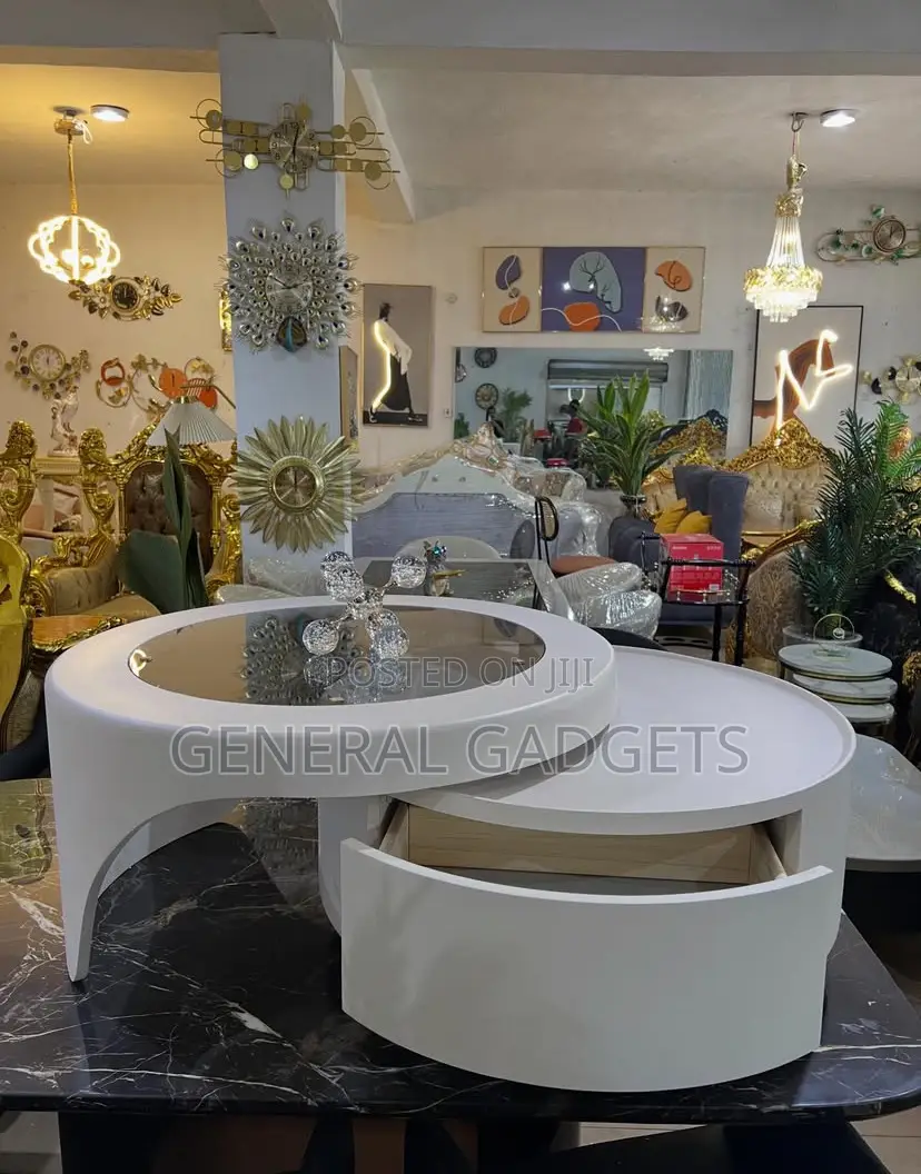 Adjustable Wooden Center Table With Glass Top