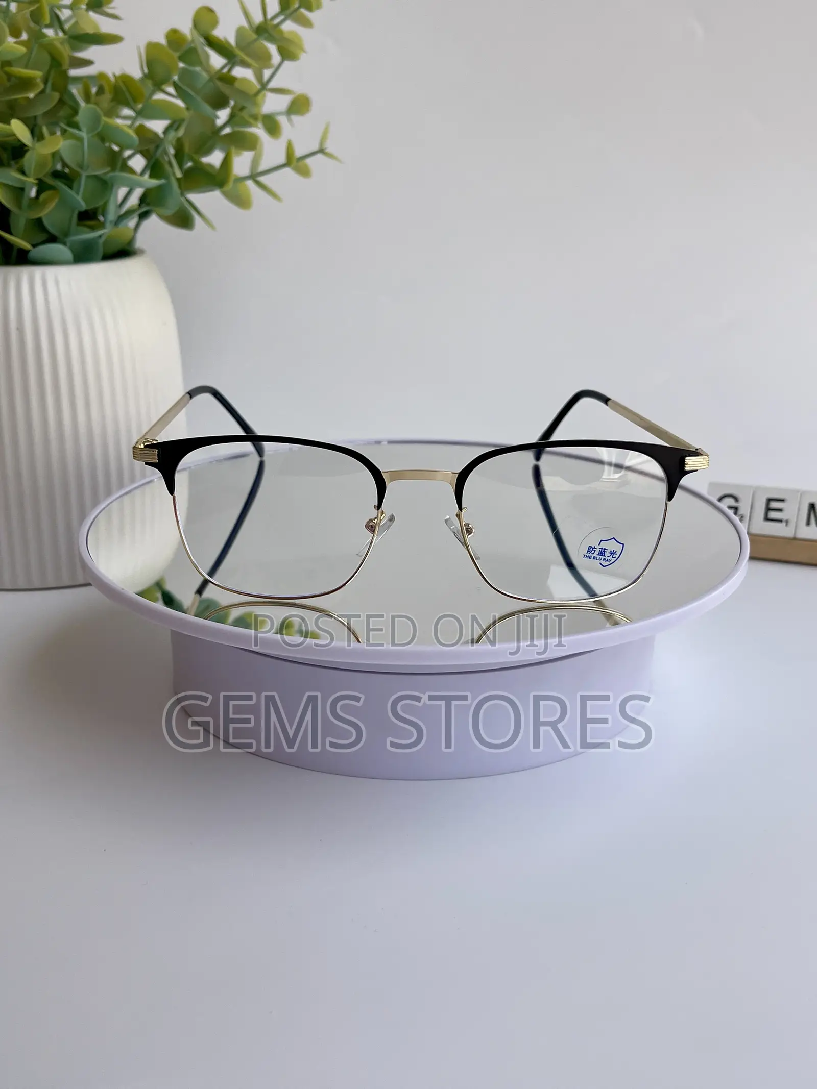 Classic Browline Blue Light Blocking Glasses - Gold Black Metal