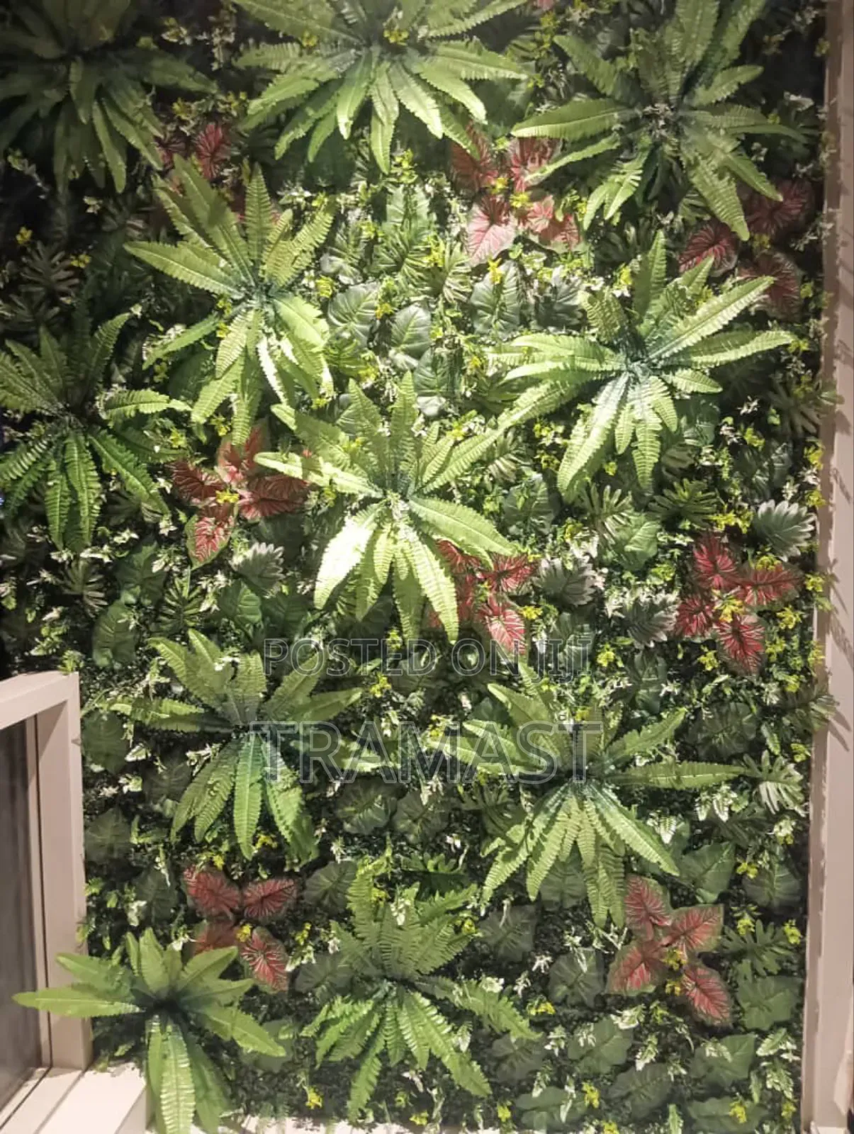 Plain Wall Mat Decorated With Fern Plants & Vine Flowers