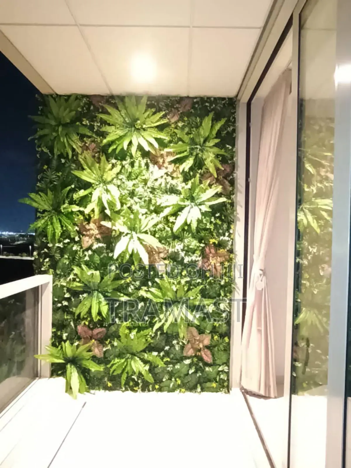 Plain Wall Mat Decorated With Fern Plants & Vine Flowers