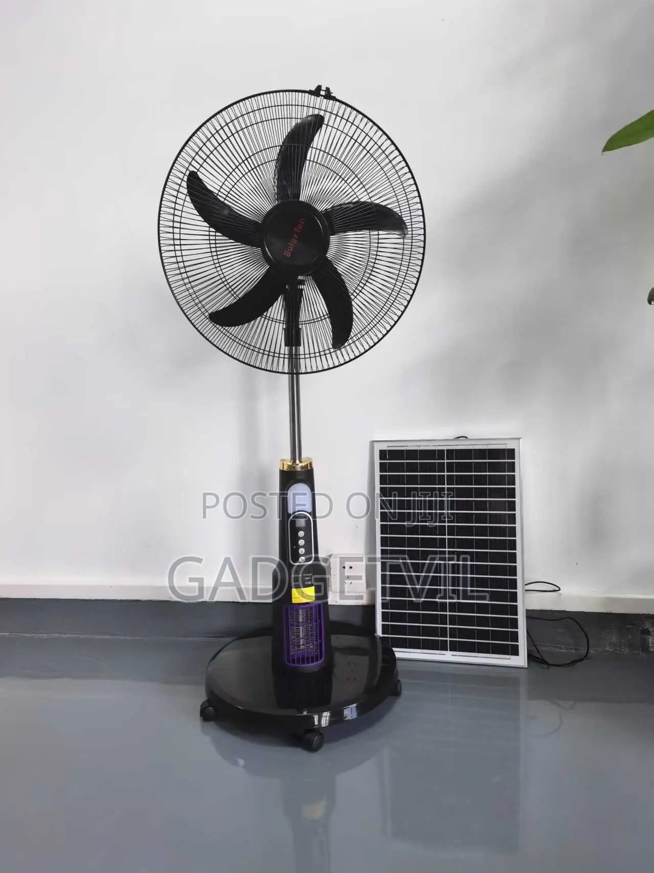 Ac/Dc Solar Powered Rechargeable 18-Inch Remote Control, Led Light Fan