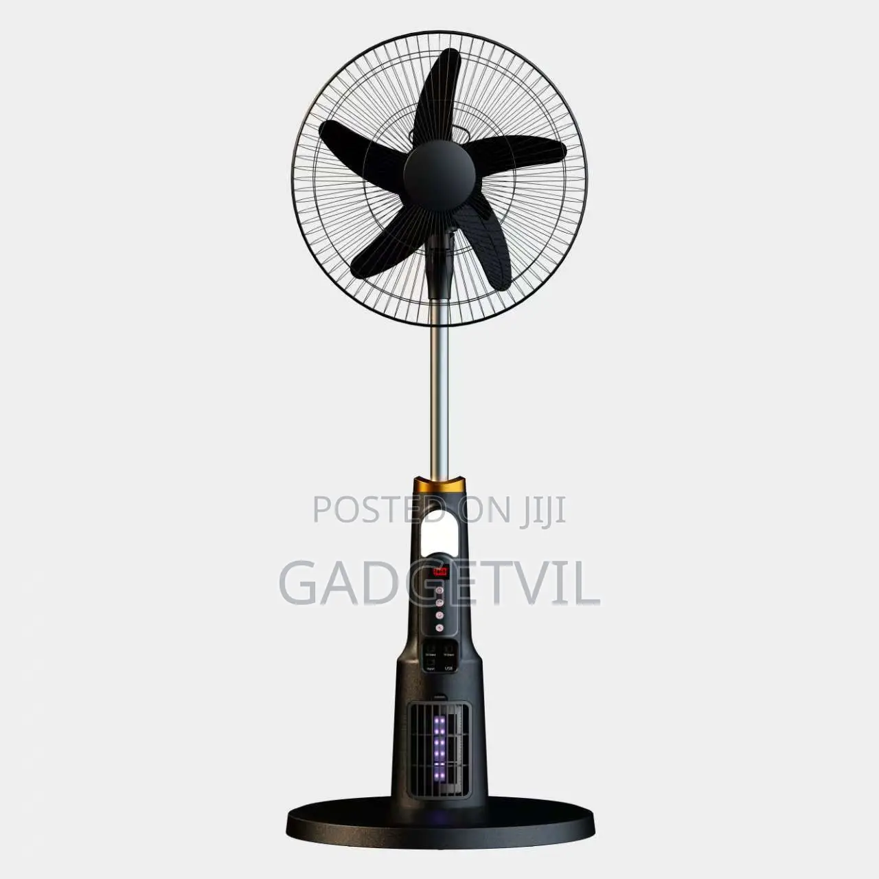Ac/Dc Solar Powered Rechargeable 18-Inch Remote Control, Led Light Fan