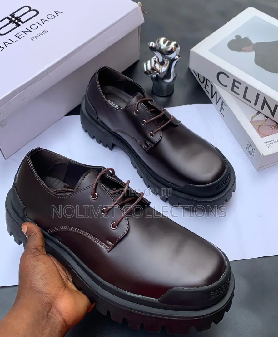 Balenciaga Thick Soled Leather Derby Shoes