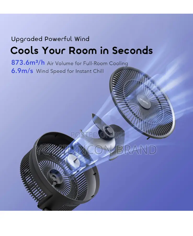 Oraimo Pedestal Fans Portable With Remote 2-in-1, 22h Runtime, 7 Speed