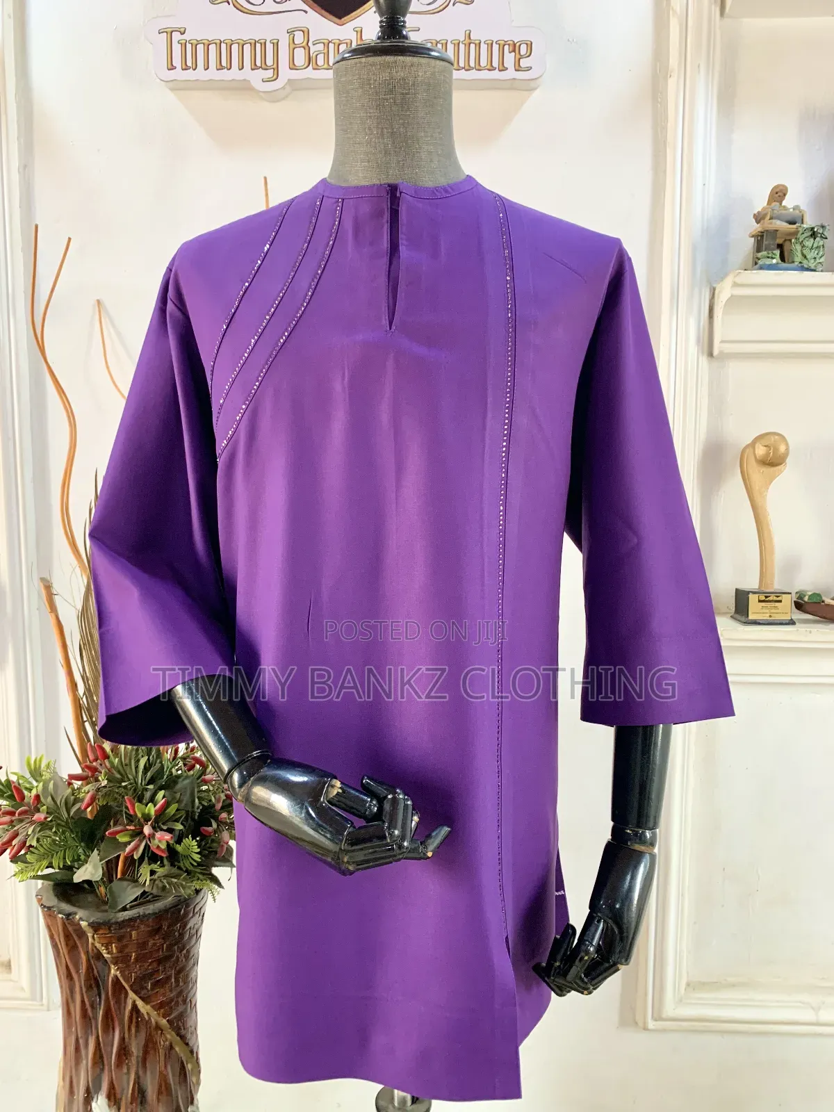 Men's Stoned Purple Kaftan/Senatorial Wear