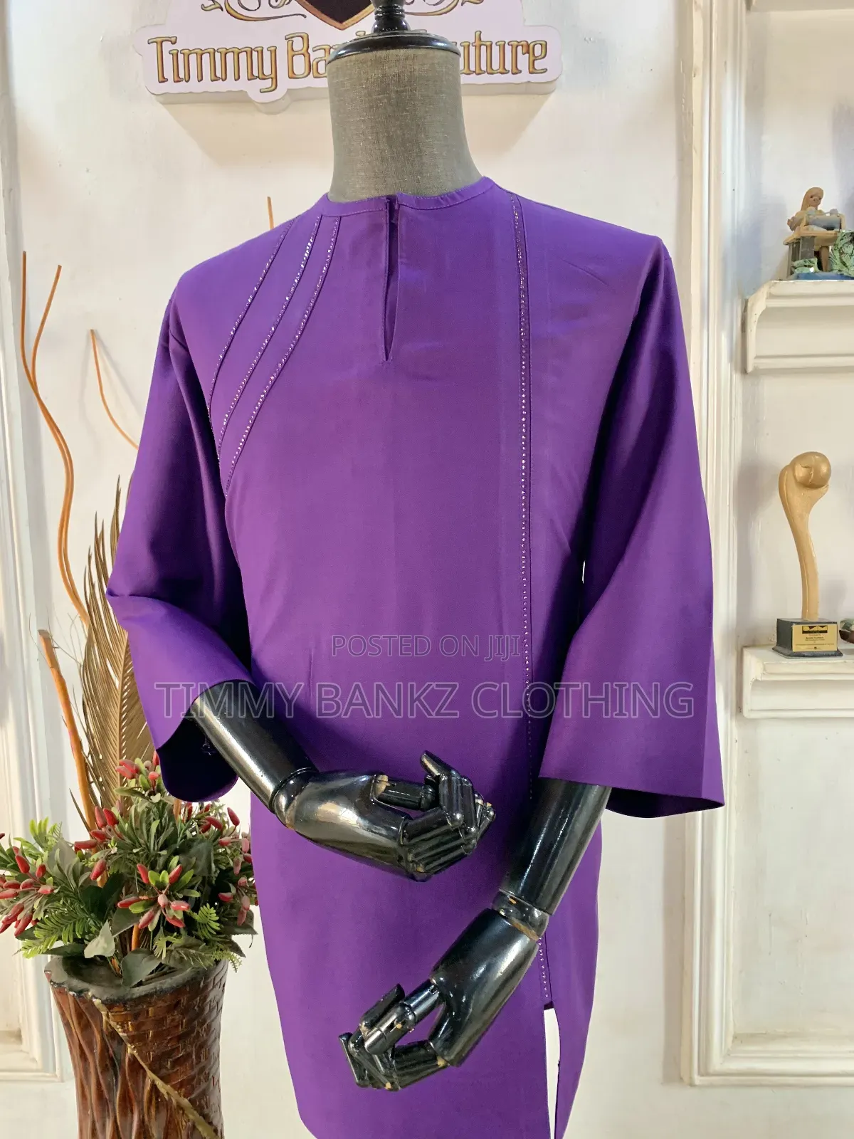 Men's Stoned Purple Kaftan/Senatorial Wear