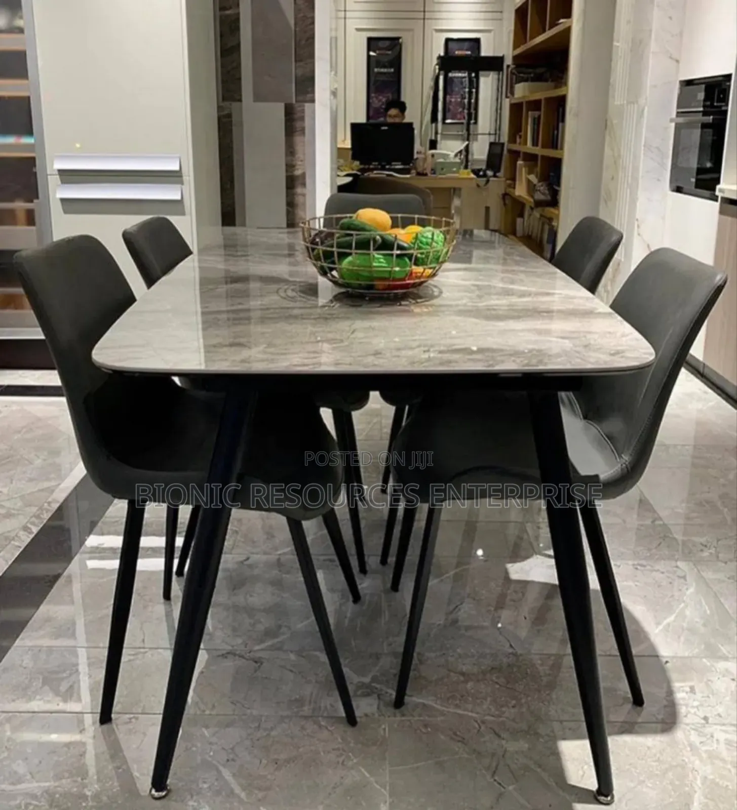 Dining Table Set Marble Top 6 Chairs