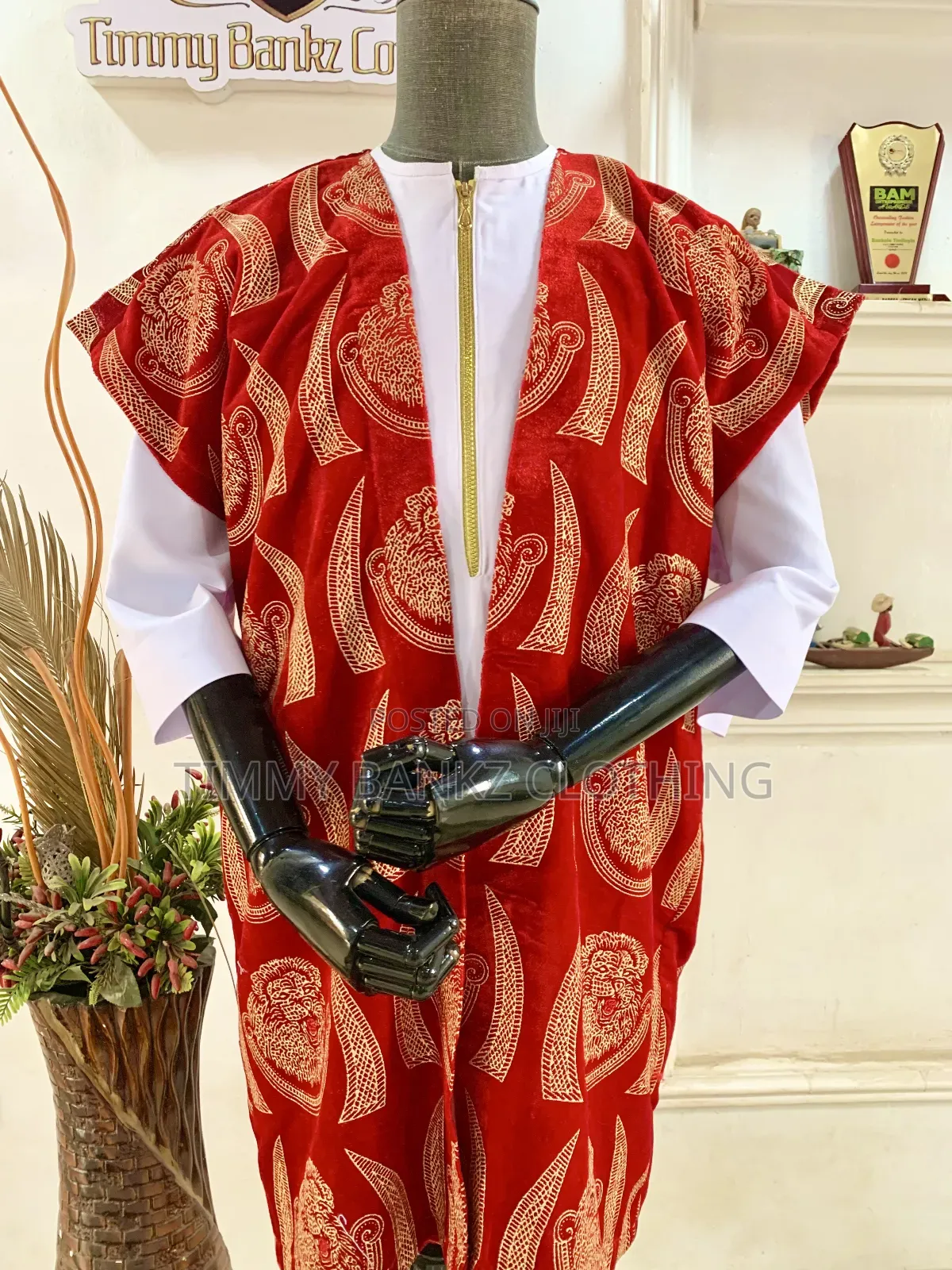Zipper White Men's Kaftan/Native Wear