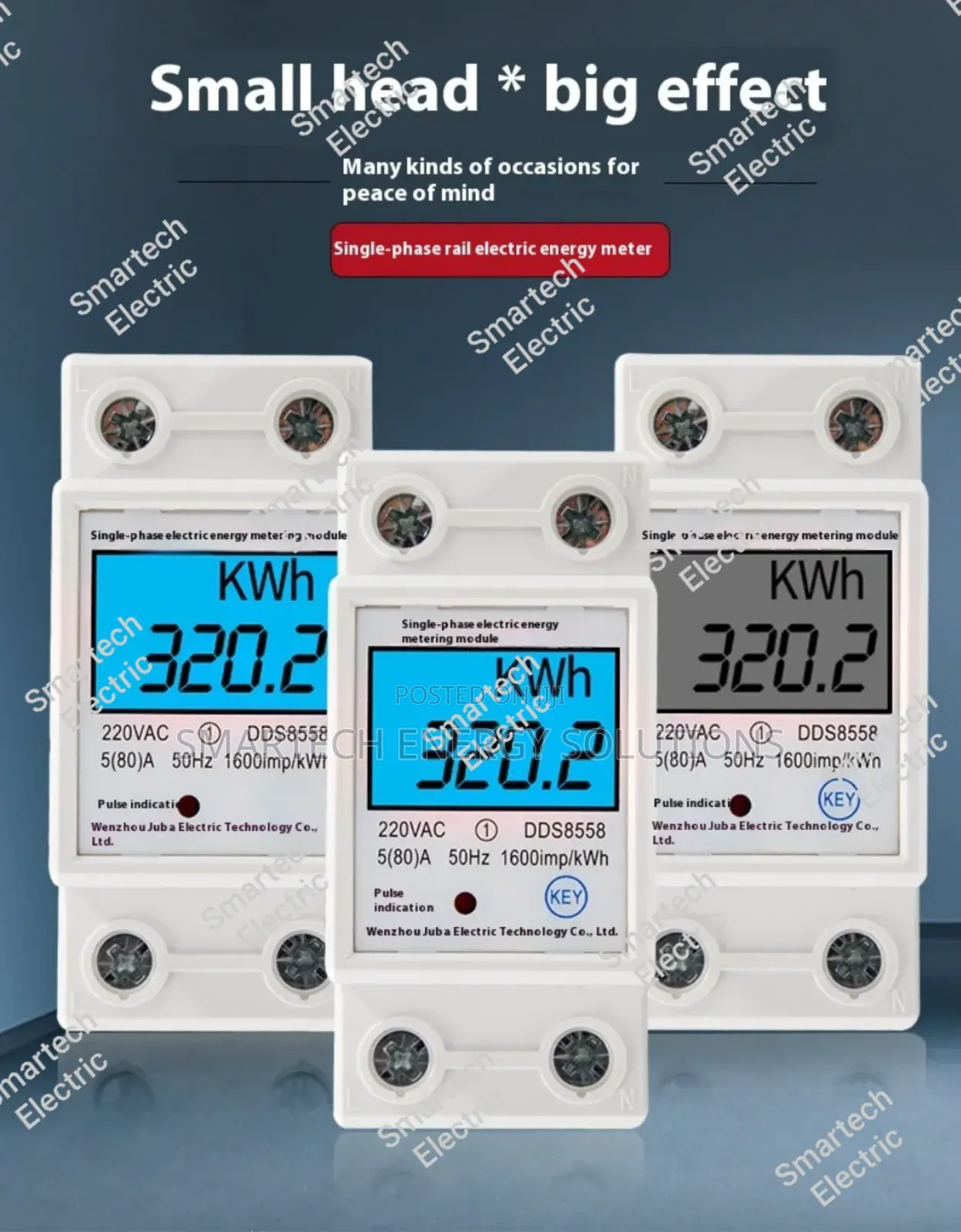 Smartech Digital Energy Check Meter 220v 5(80)A Dual Display Backlight