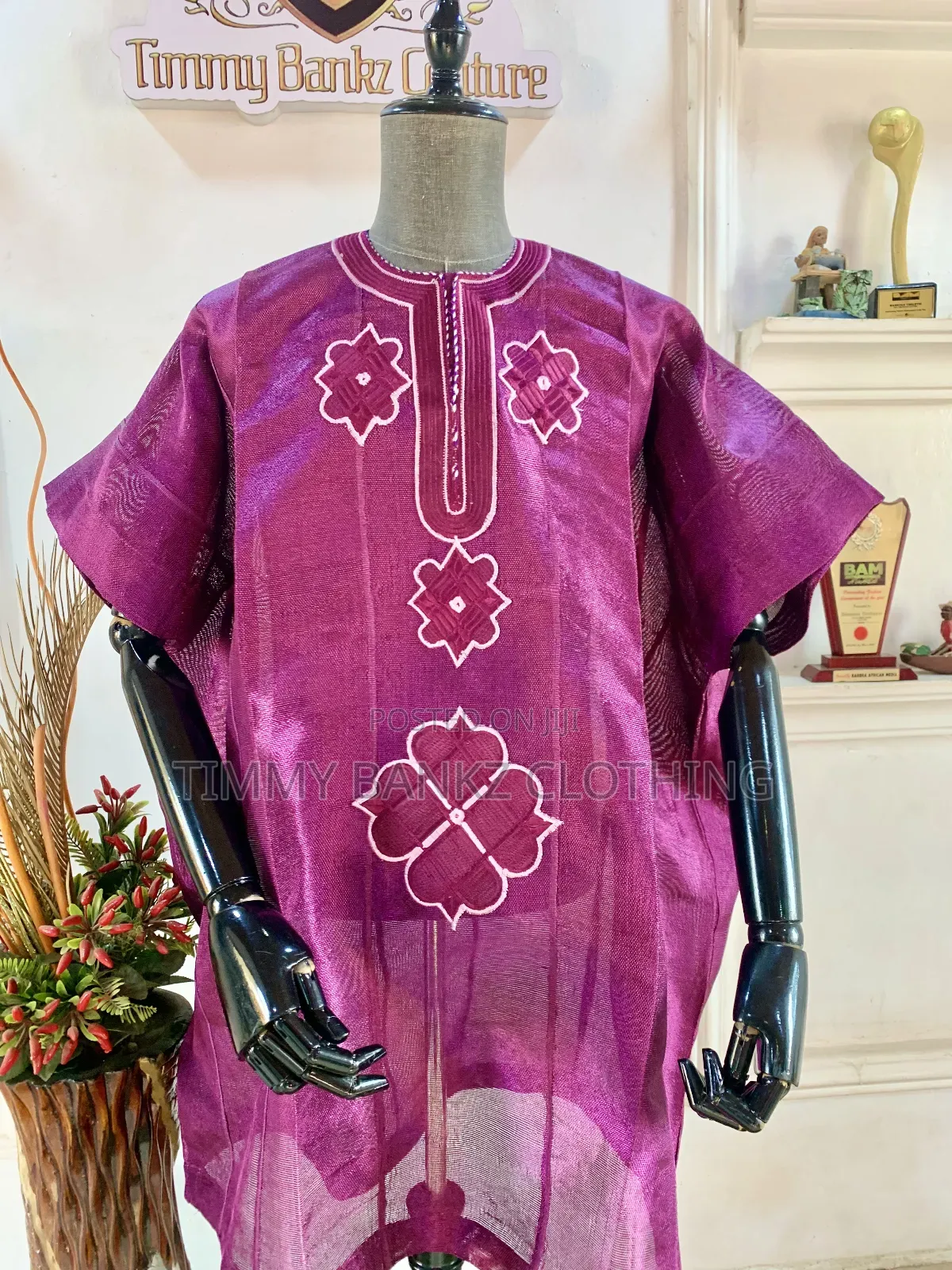 Embroidered Purple Men's Dansiki/Native Wear