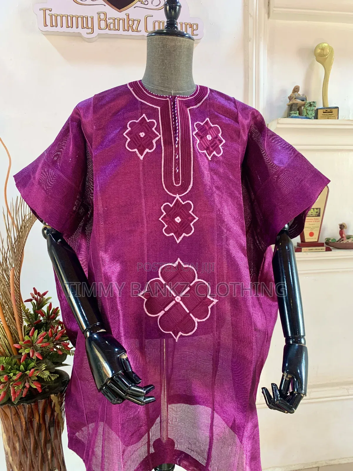 Embroidered Purple Men's Dansiki/Native Wear