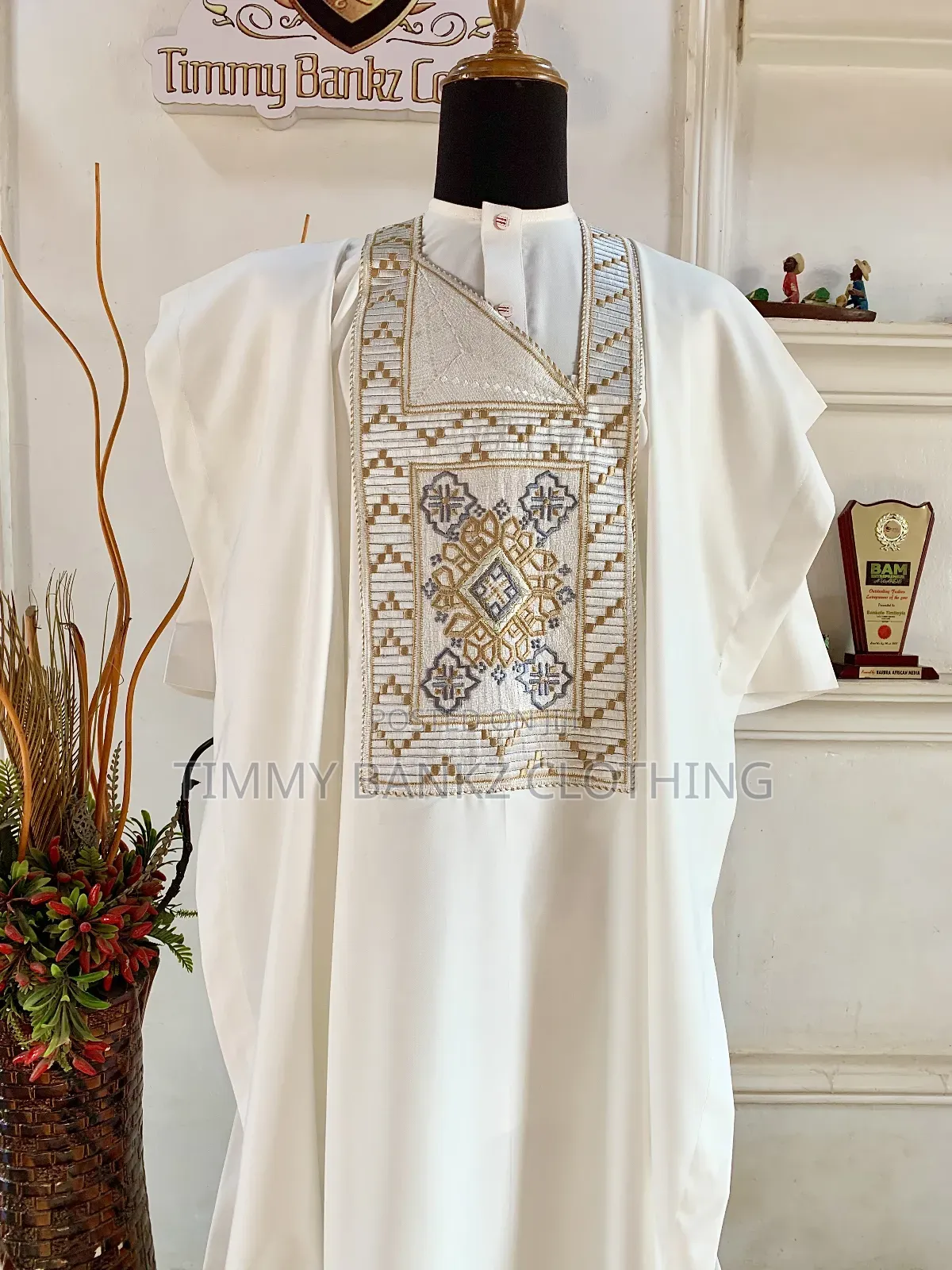 Embroidered Cream Men's Agbada/Native Wear