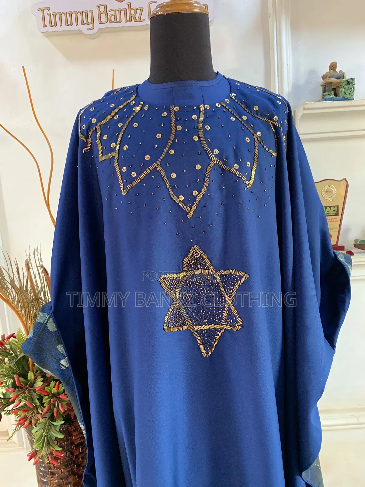 Beaded Navy Blue Men's Agbada/Native Wear