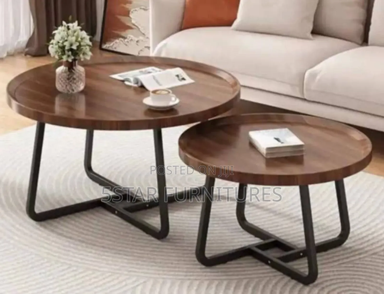 Modern Living Room Center Table - Faux Marble (Mdf Wood) 2in1 Brown