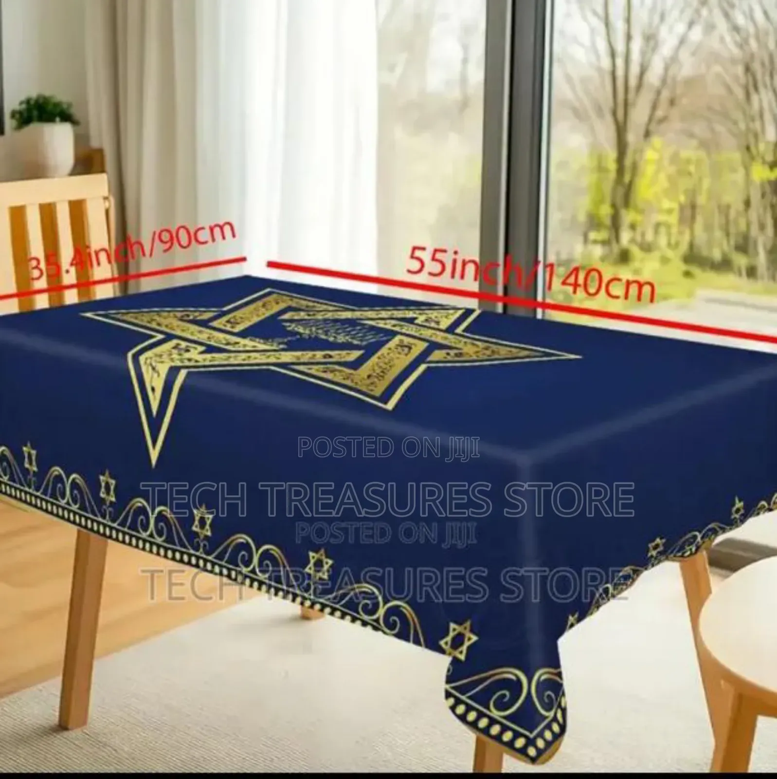 Elegant Star of David Candlestick Design Tablecloth -