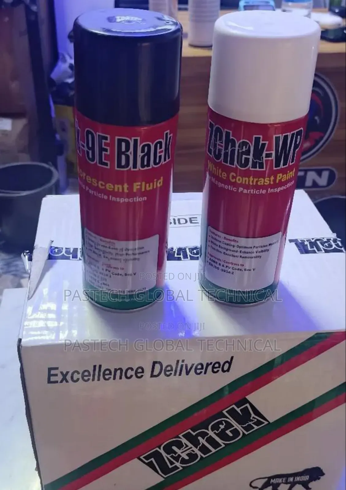 Zchek-9e Black Fluorescent Fluid Zchek-Wp White Contrast Paint.