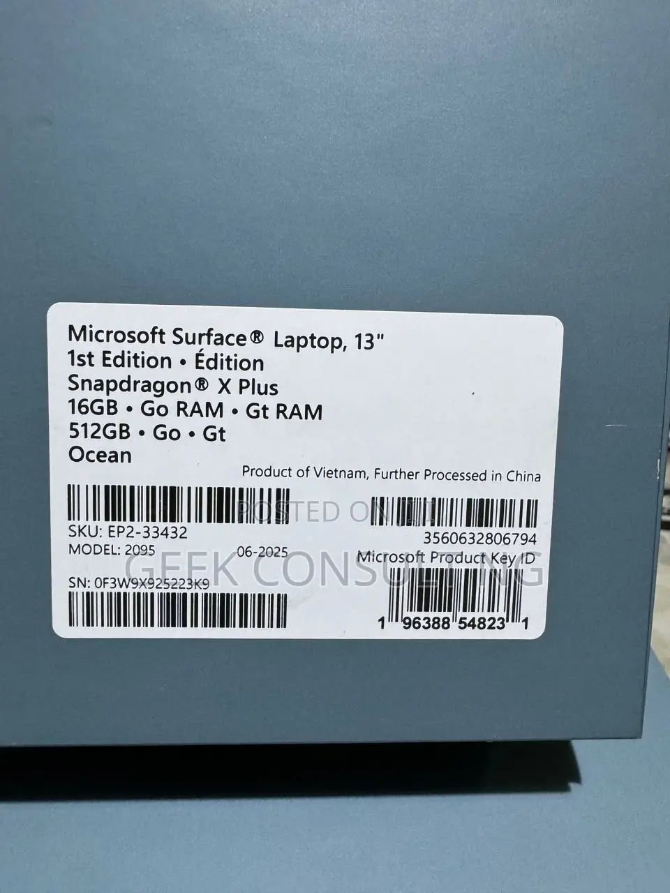 New Microsoft Surface Laptop 16GB Qualcomm Snapdragon X Plus SSD 512GB