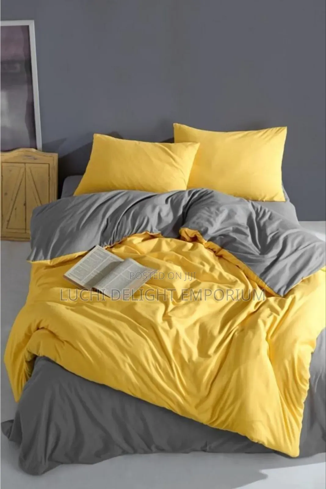 Beddings by Luchi Plain Mix Yellow Ash Duvet Bedsheet Pillowcase Set