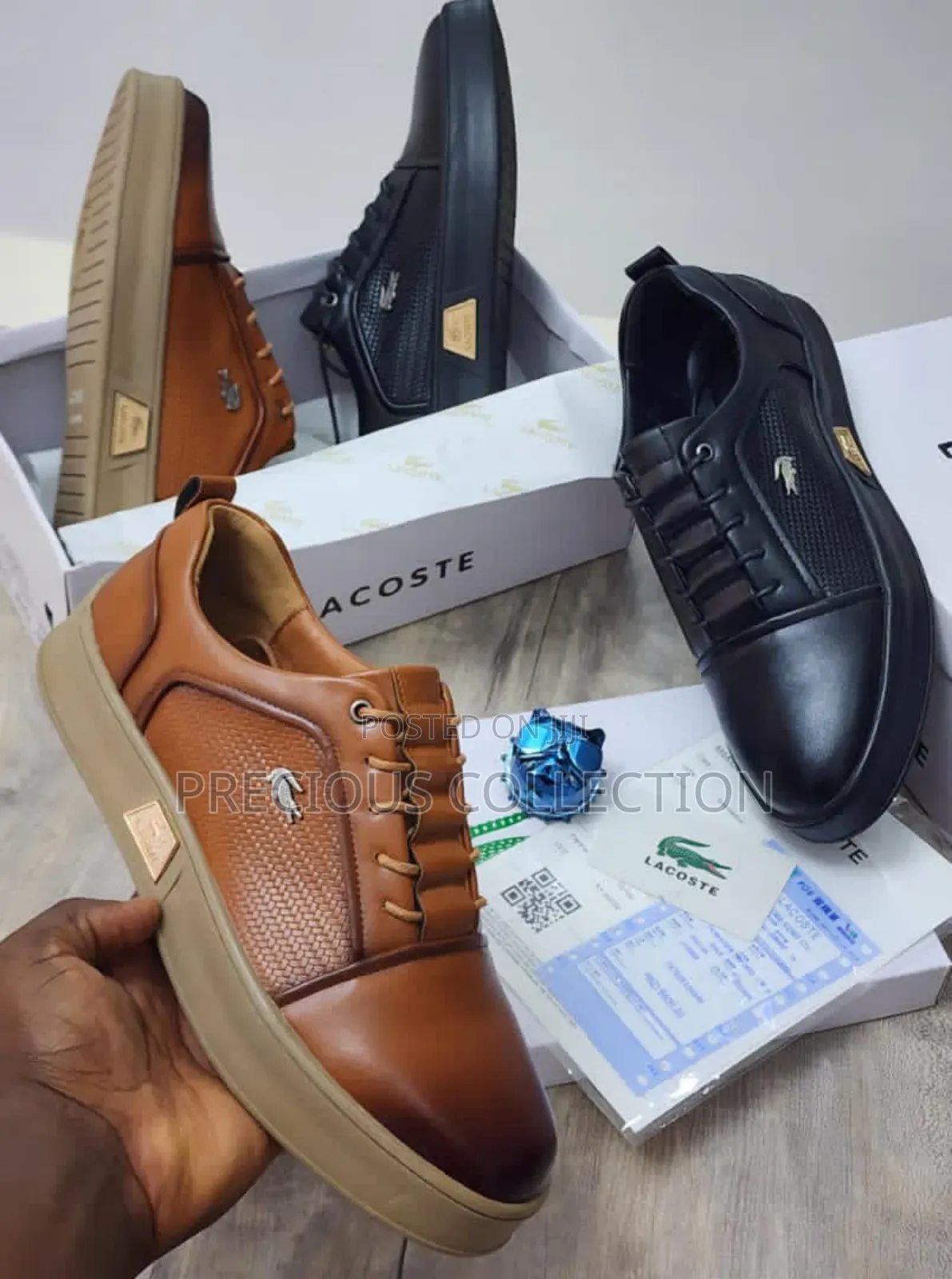 Top Quality All Black Lacoste Leather Lace Up Shoe