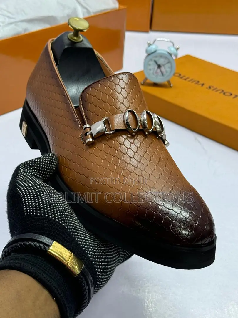 Lv Mask Croc Leather Loafers