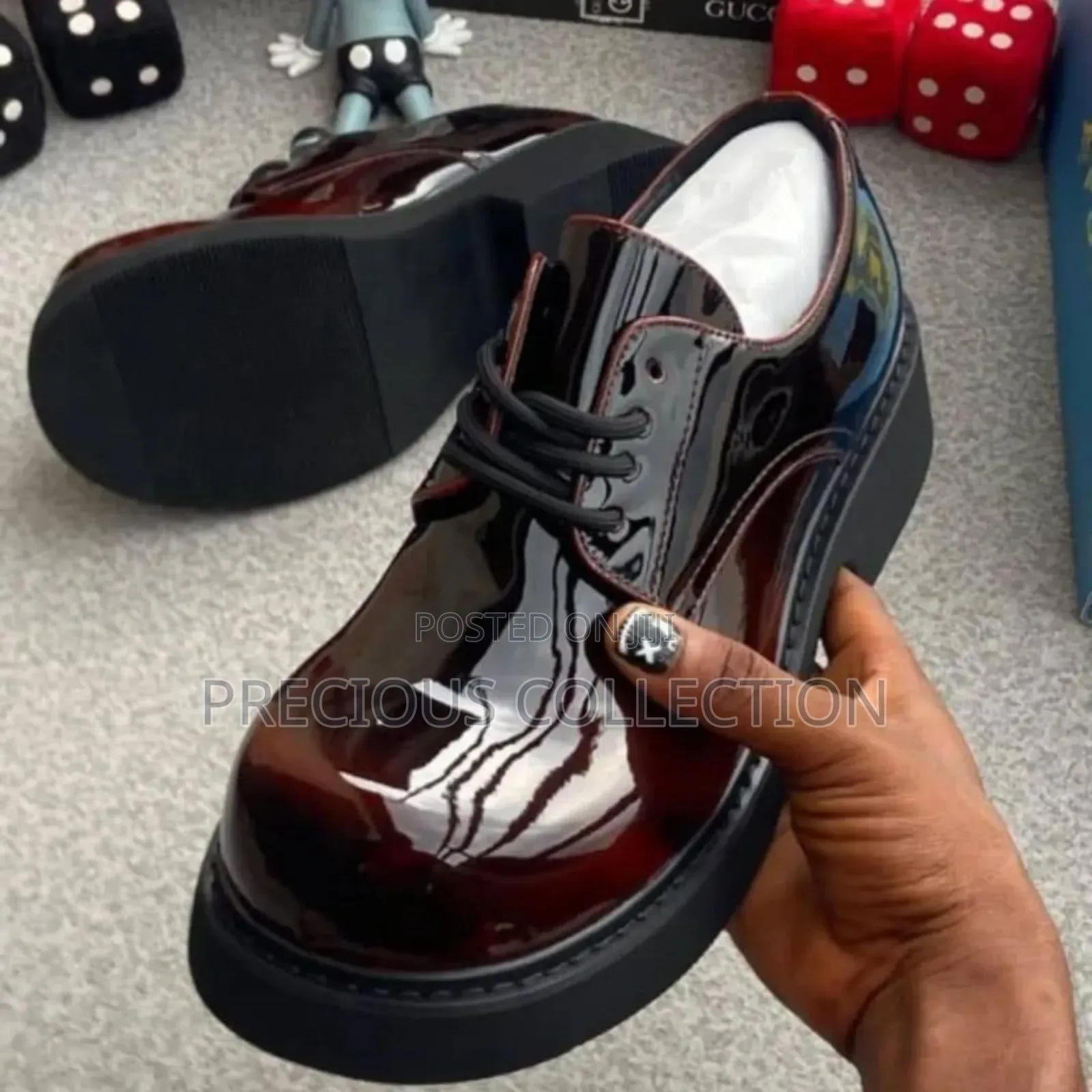 Glossy Leather Balenciaga Face Lift Lace Up Shoes
