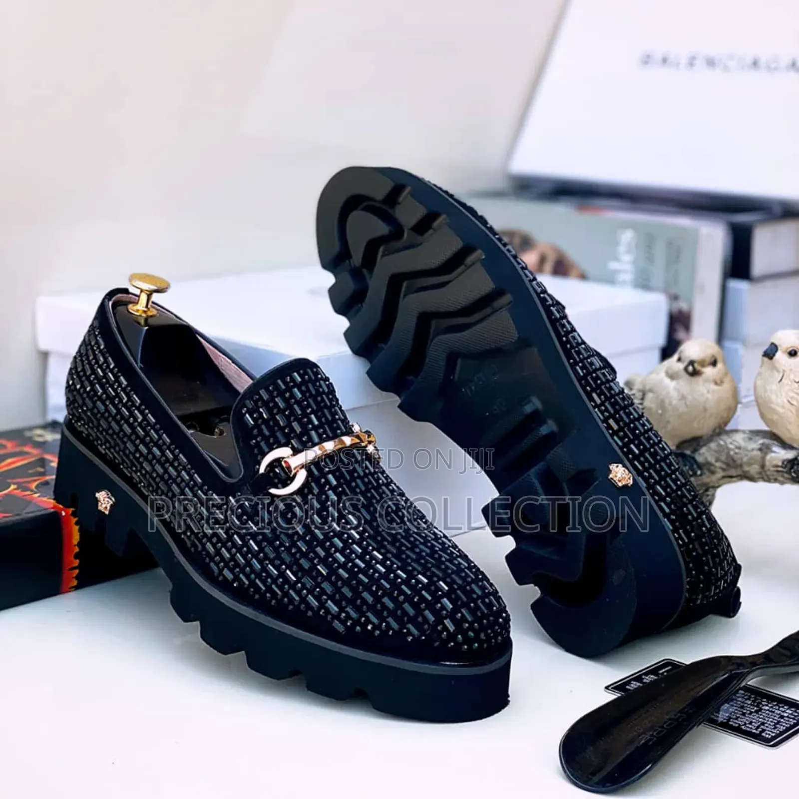 Versace All Stoned Black Cooperate Shoe