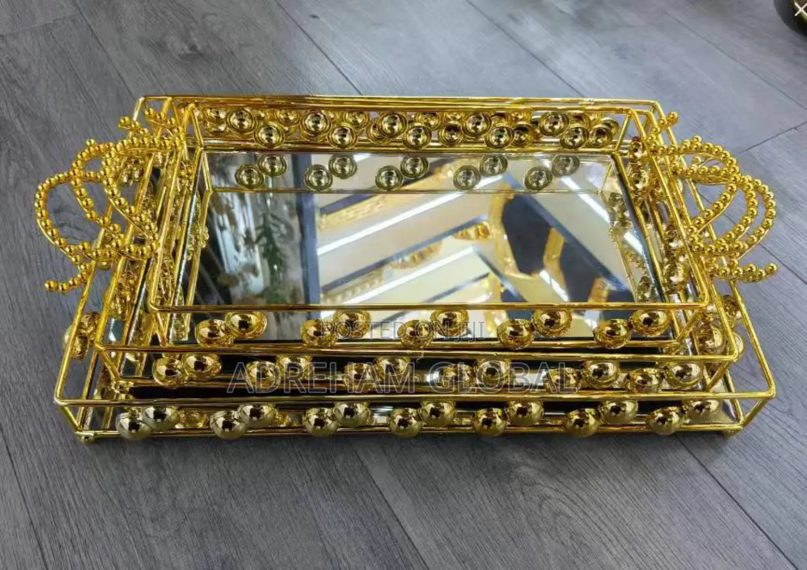 3pcs Set Crystal Mirrored Storage Tray Candies Fruit Serving Plate