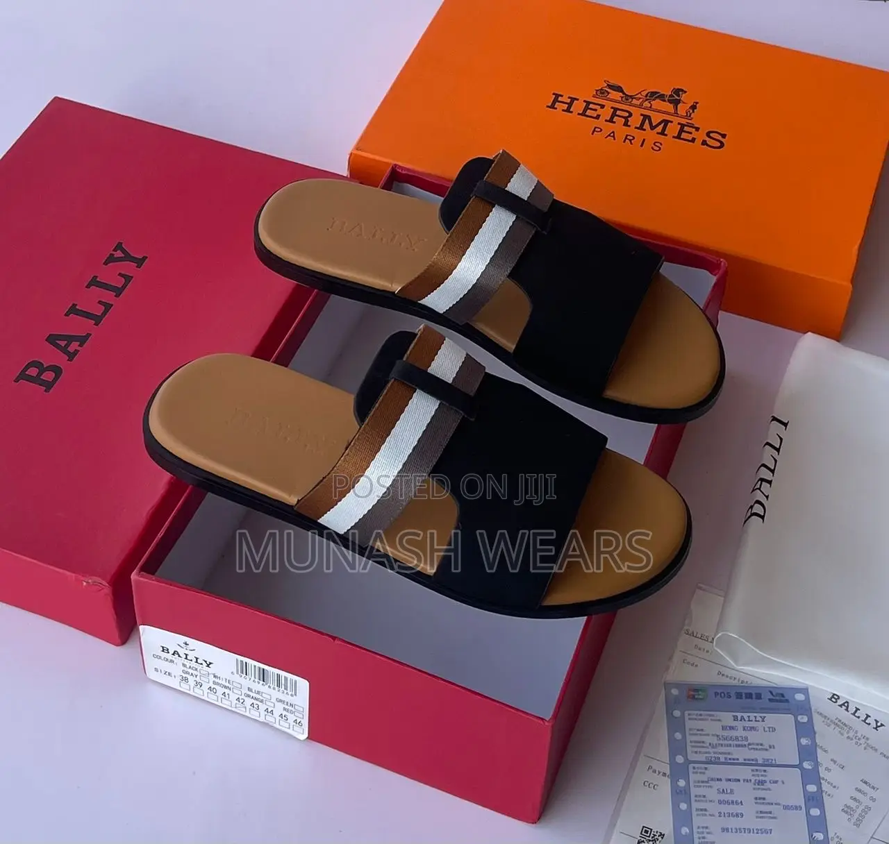 Hermes , Bally And Versace Slipers 40-46