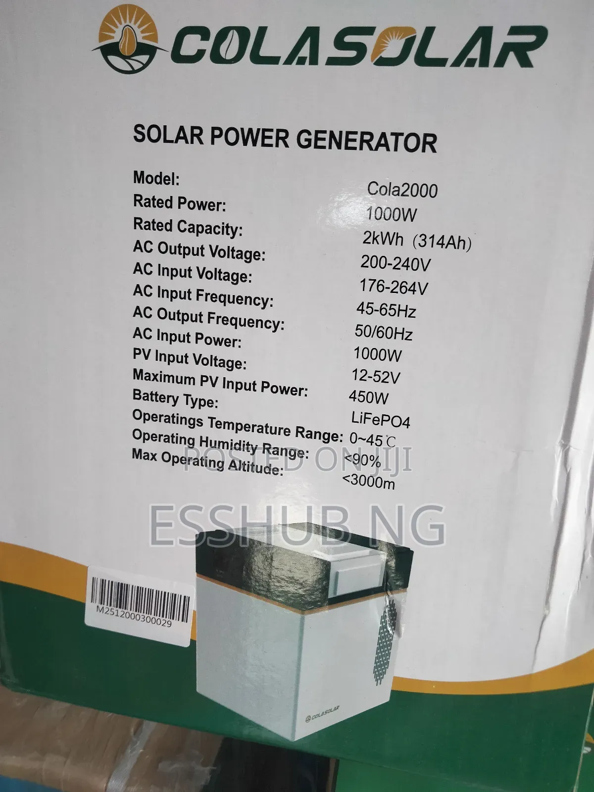 Colasolar 2000 Solar Generator