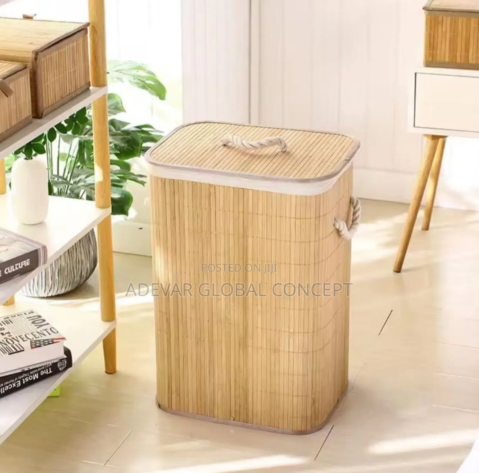 Bamboo Laundry Basket Storage Bin for Dirty Clothes Organizer