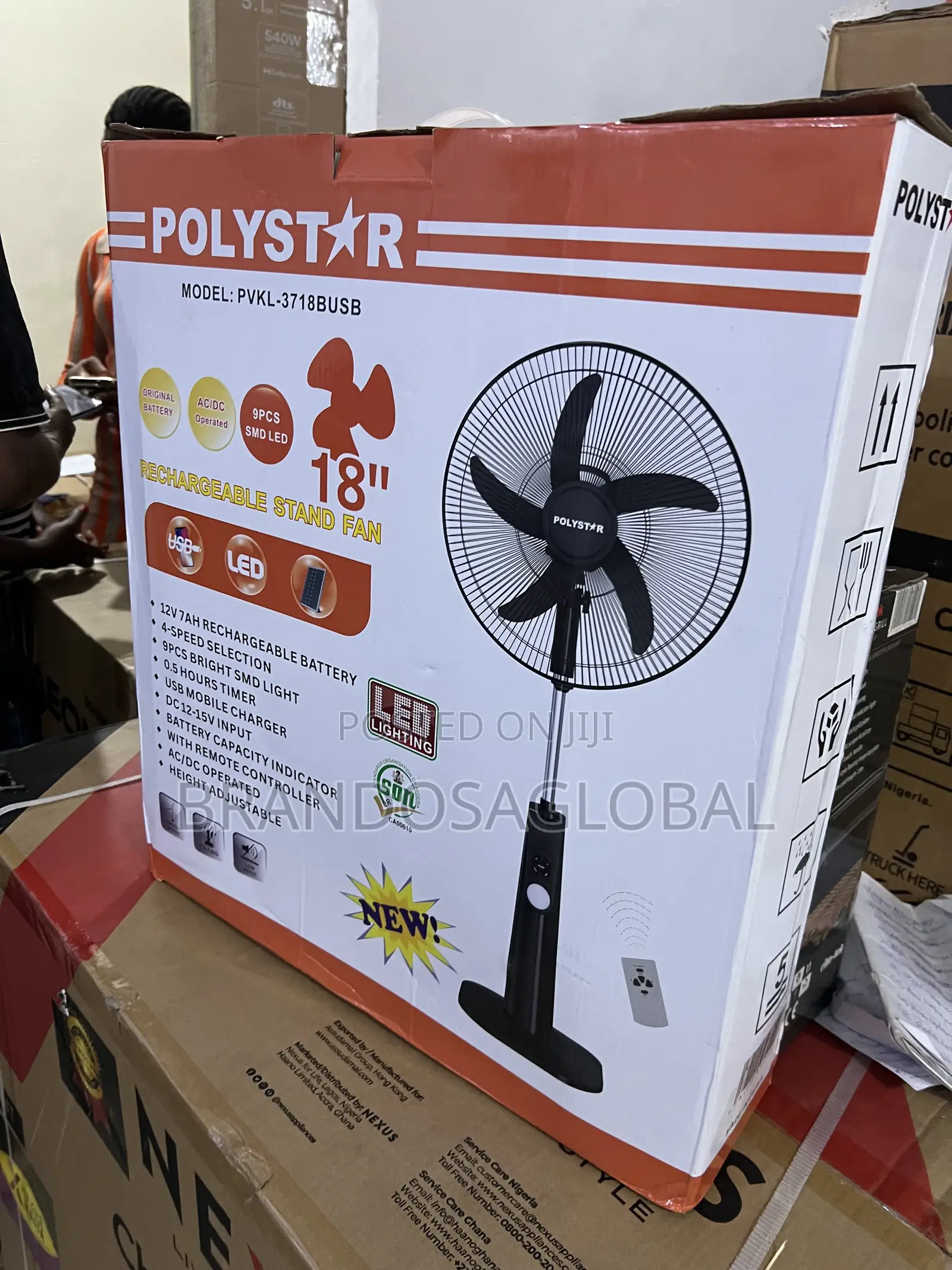 . Polystar PVKL-1878busb 18" Fan | Long Battery Duration