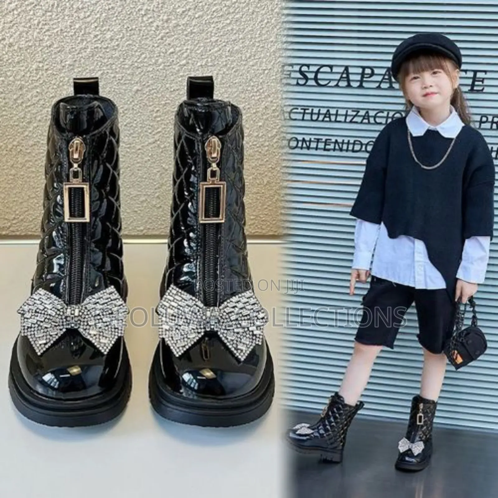 Girls Sparkle Bow Ankle Boots