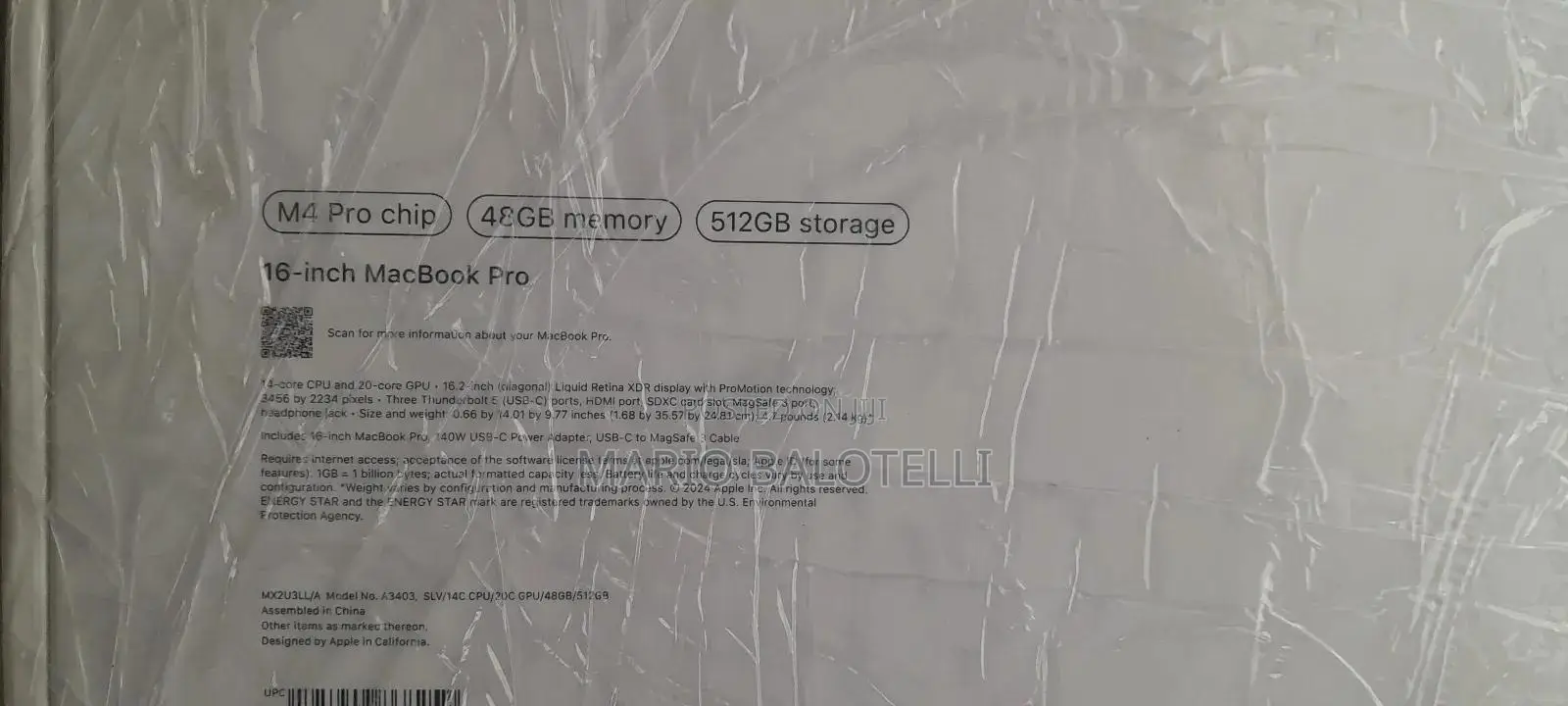 New Apple MacBook Pro 2024 M4 Pro 16-Inch 48GB Apple M4 Pro SSD 512GB