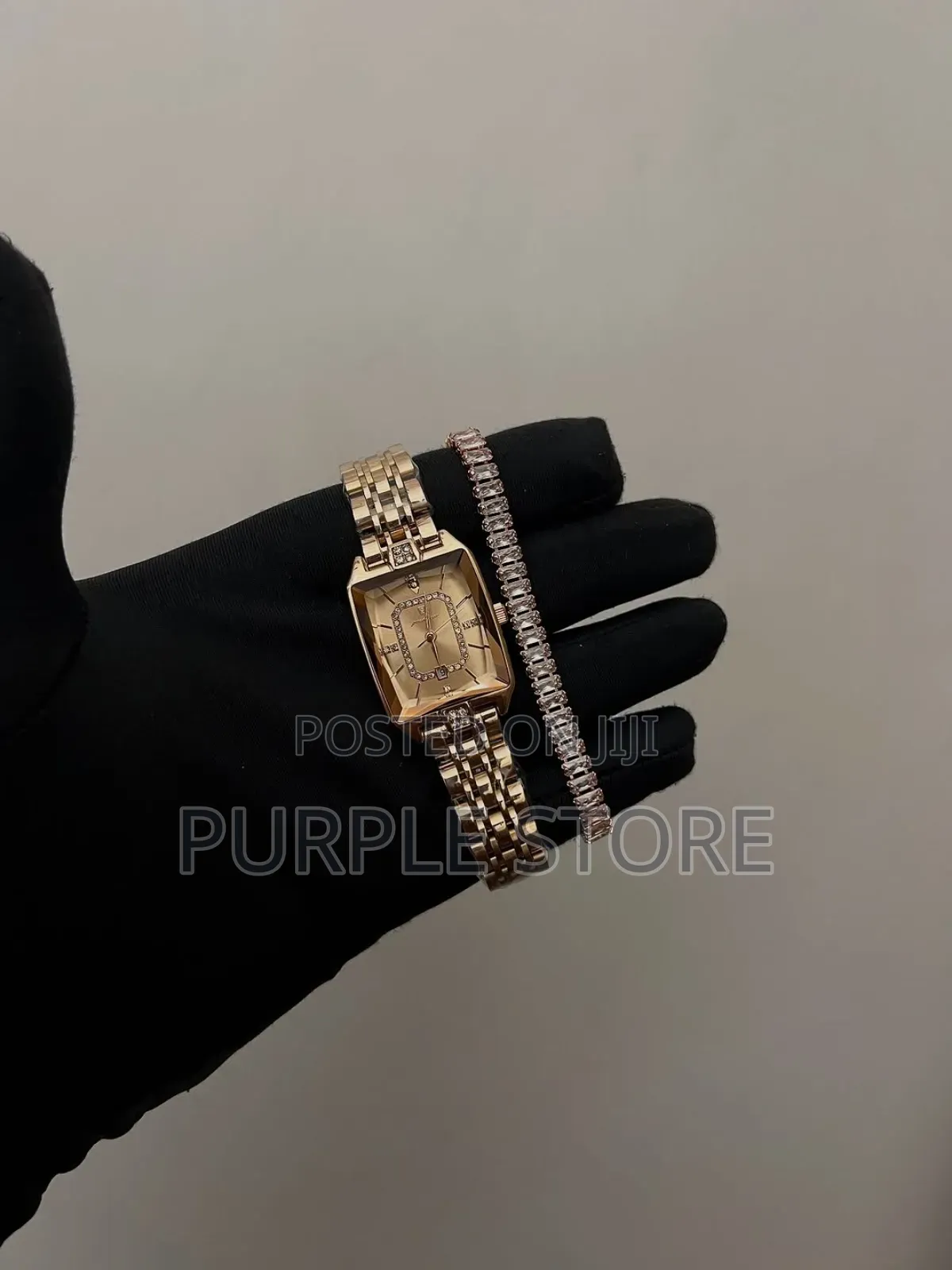Poedagar Ladies Steel Rosegold Watch and Bracelet Set