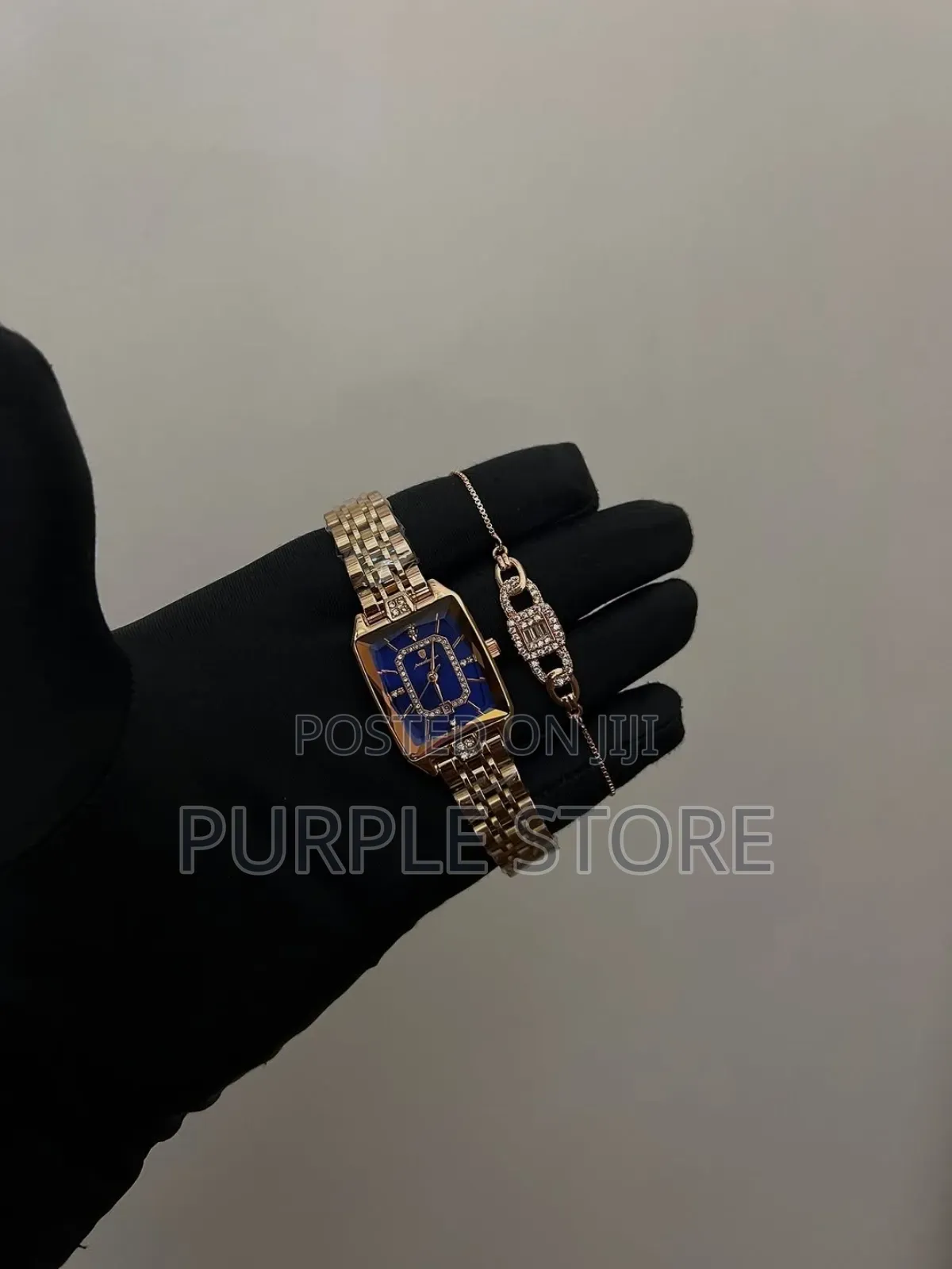Poedagar Ladies Steel Rosegold Watch and Bracelet Set