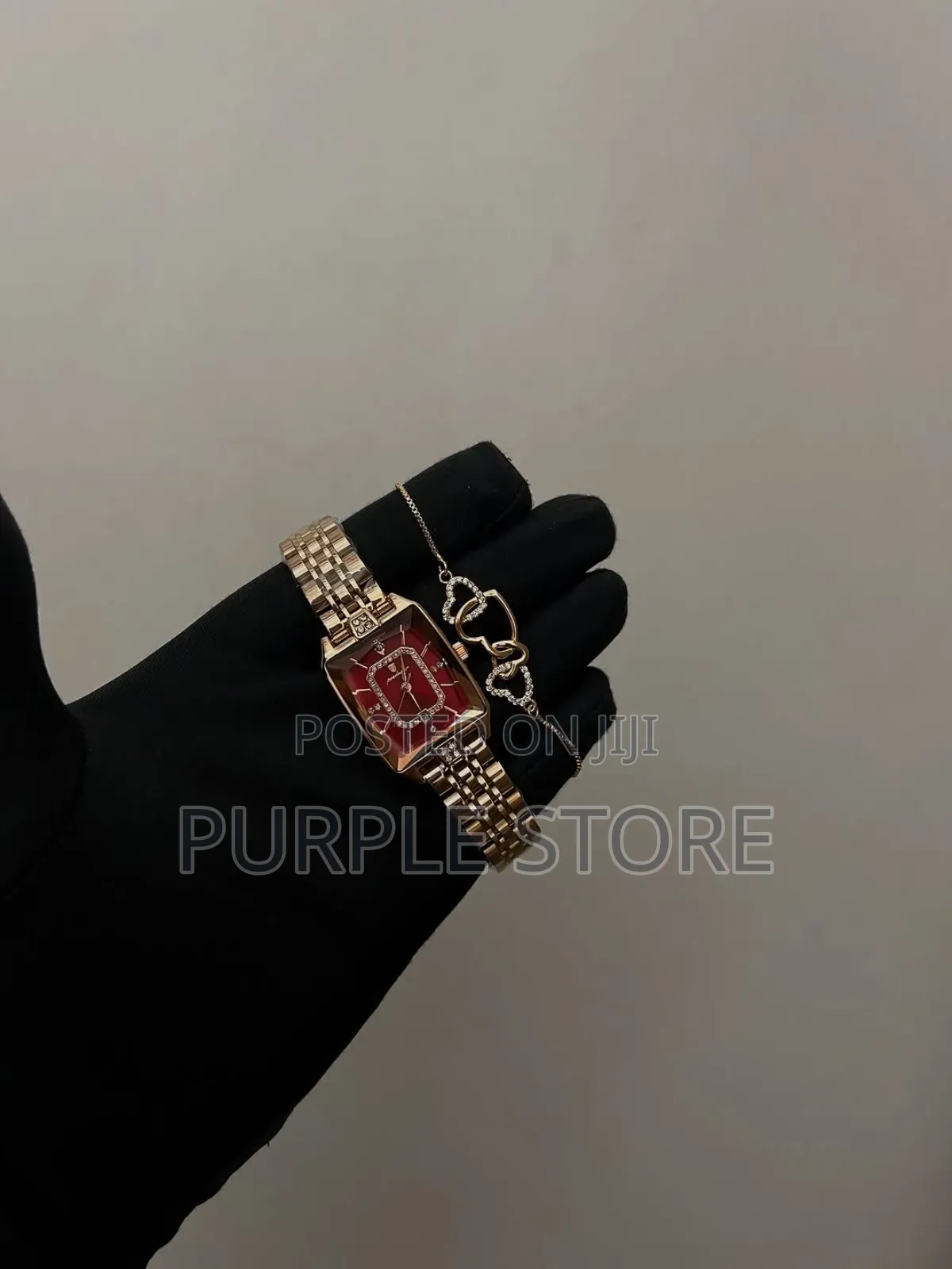 Poedagar Ladies Steel Rosegold Watch and Bracelet Set