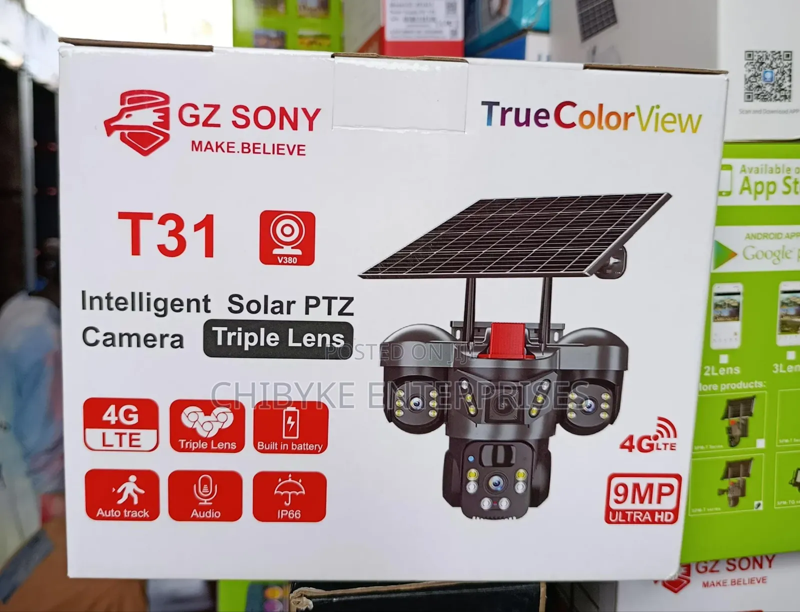 9mp Tripple Lens Hd Solar PTZ Camera, V380 App