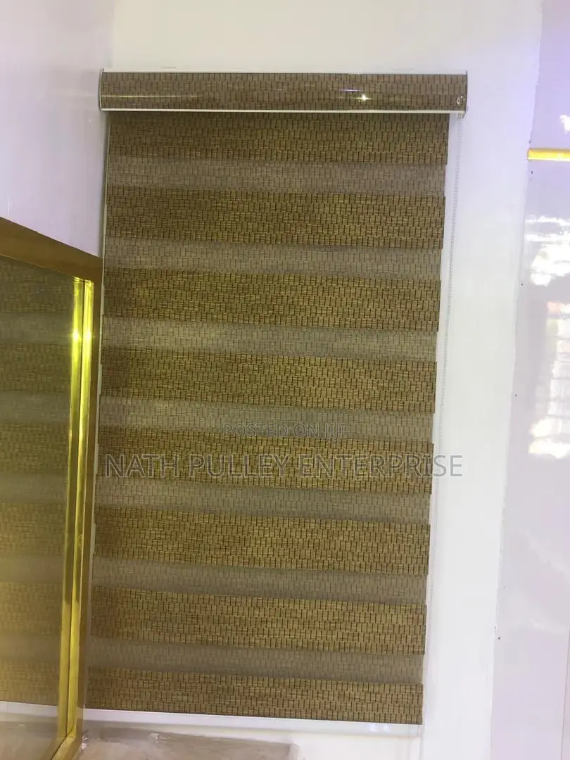 Patterned Golden Brown Window Blinds